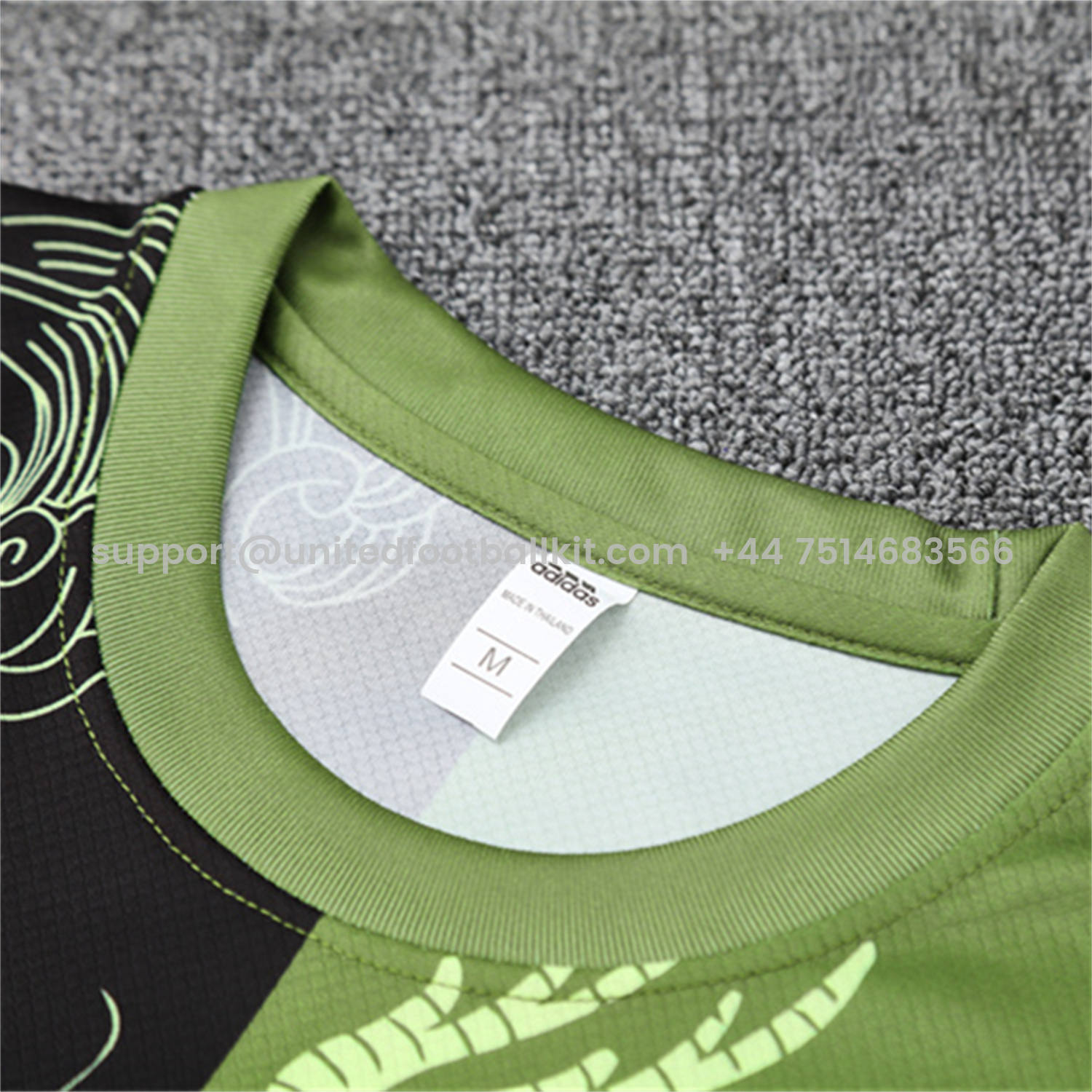 Unitedfootballkit.com | Real Madrid 25-26 Kid Short-Sleeve Training Set - Green Black Top & Black Shorts -Customize Name, Number and Patch | Worldwide Shipping