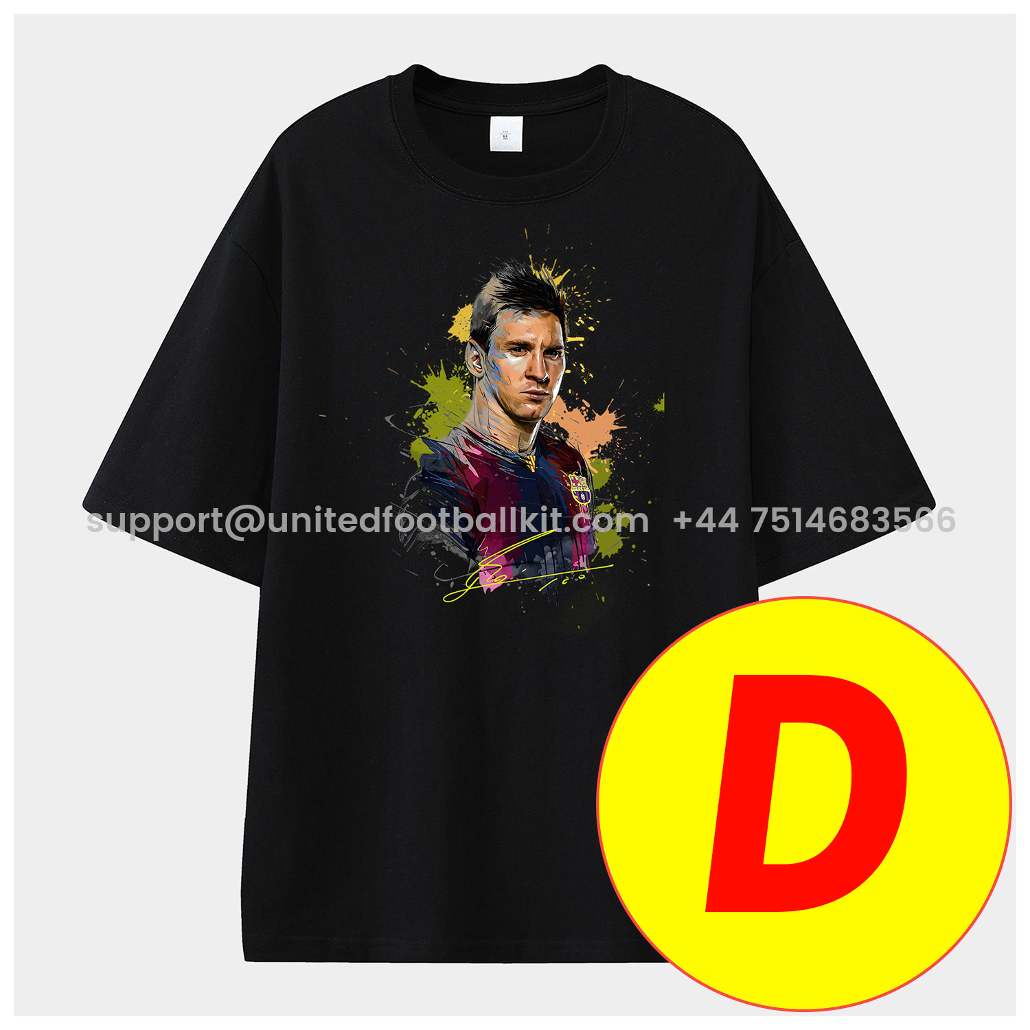 Unitedfootballkit.com | Messi GOAT Argentina Barcelona INT M.A.M Unisex Pure Cotton T-shirt -Customize Name, Number and Patch | Worldwide Shipping