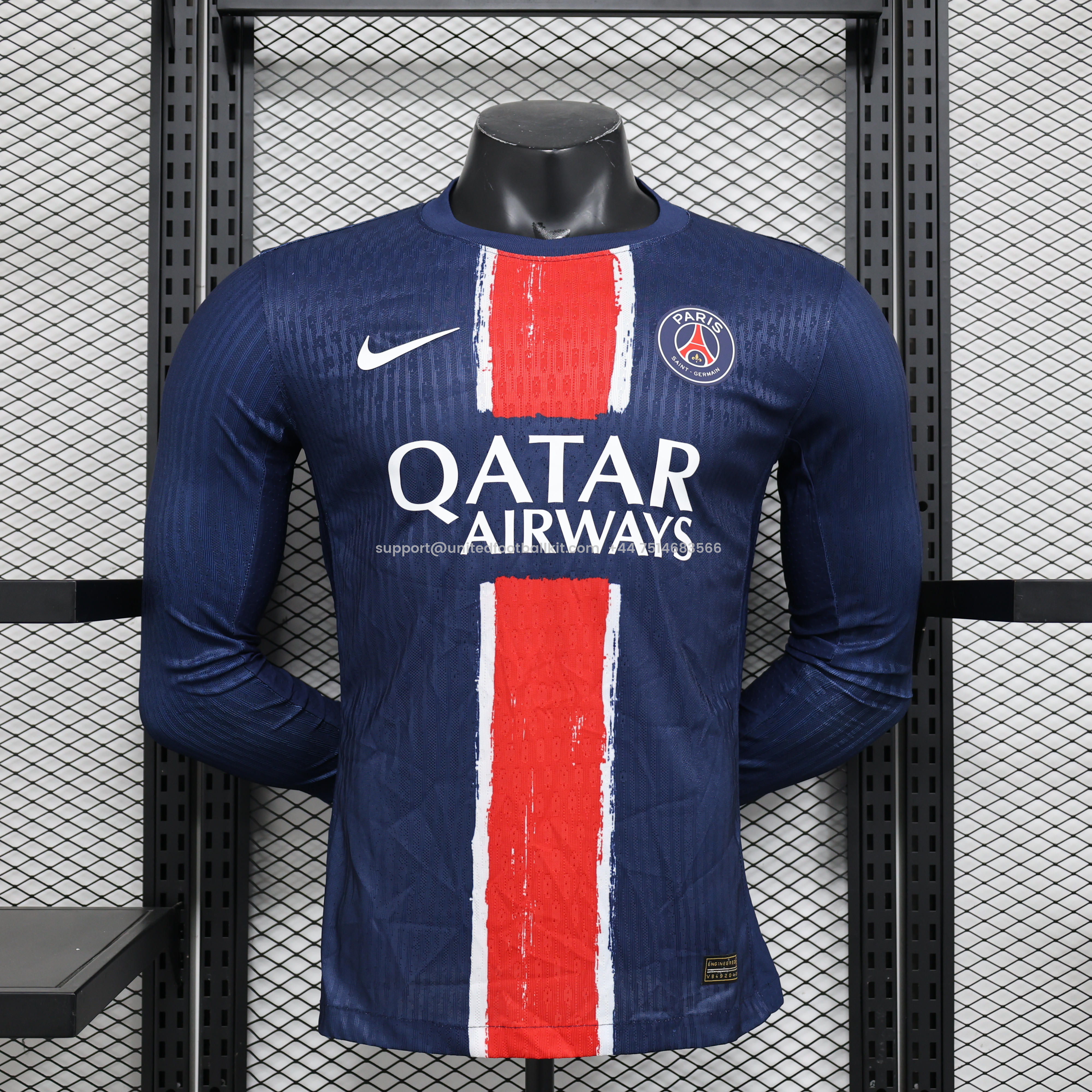 Unitedfootballkit.com | Paris Saint-Germain PSG 24-25 Home Stadium Long Sleeve Jersey - Player Version -Customize Name, Number and Patch | Worldwide Shipping