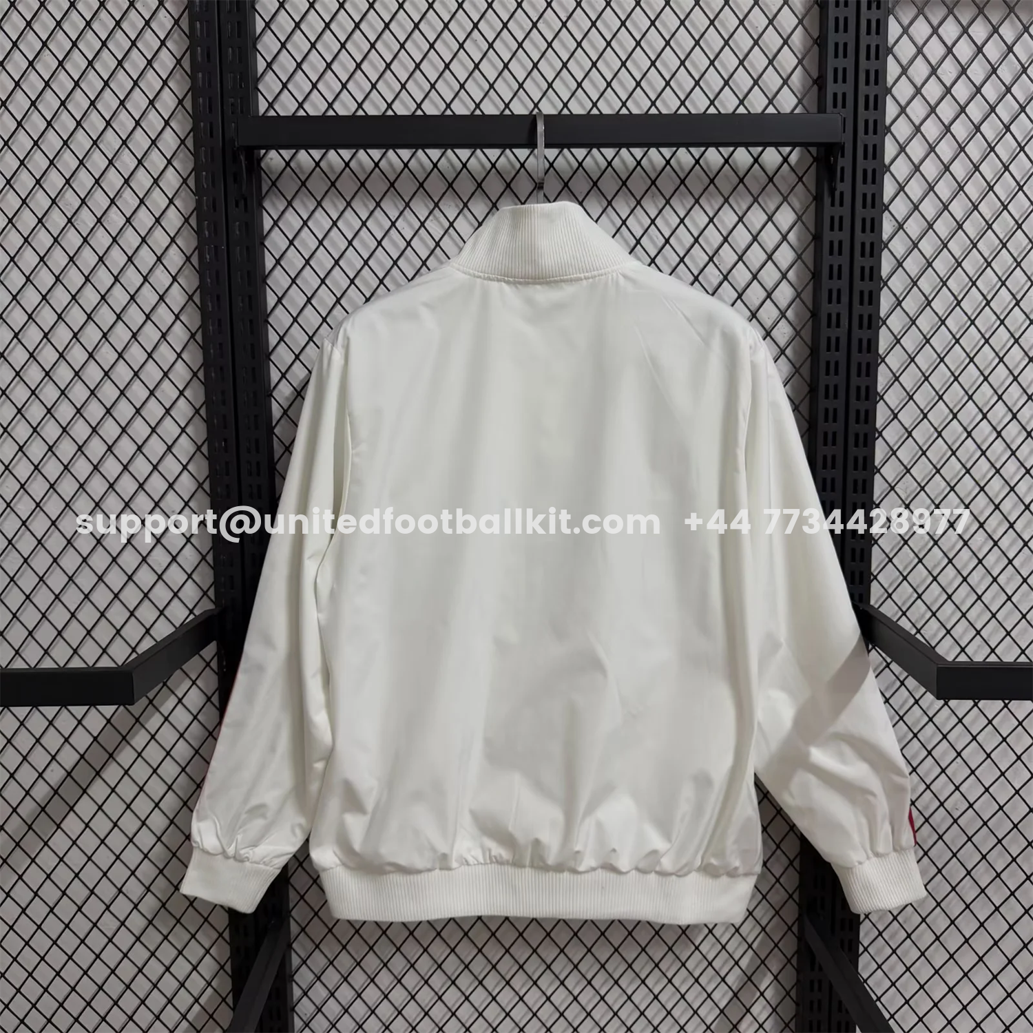 Unitedfootballkit.com | AC Milan 25-26 Windbreaker Jacket - Red Black Horizontal Stripes And White -Customize Name, Number and Patch | Worldwide Shipping