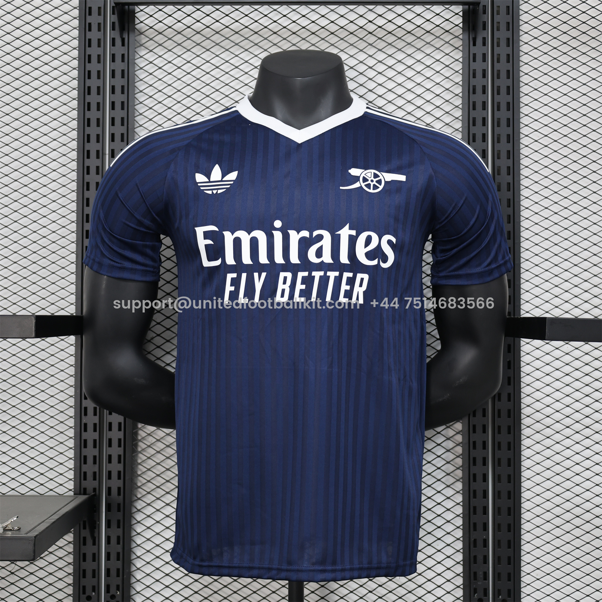 Unitedfootballkit.com | Arsenal 24-25 Deep Blue Trefoil Vintage Jersey - Player Version -Customize Name, Number and Patch | Worldwide Shipping