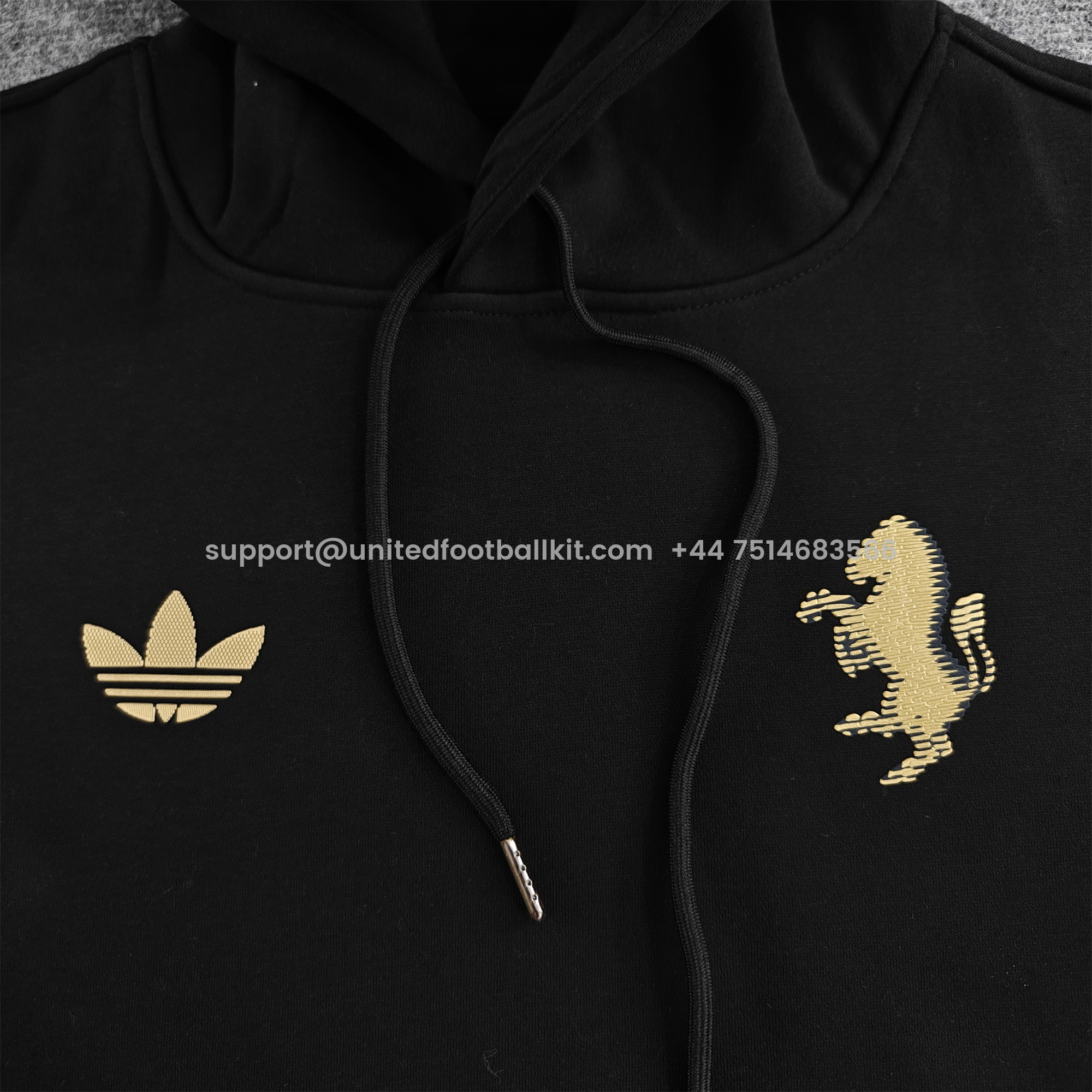 Unitedfootballkit.com | Juventus 24-25 Vintage Style Hoodie - Black -Customize Name, Number and Patch | Worldwide Shipping