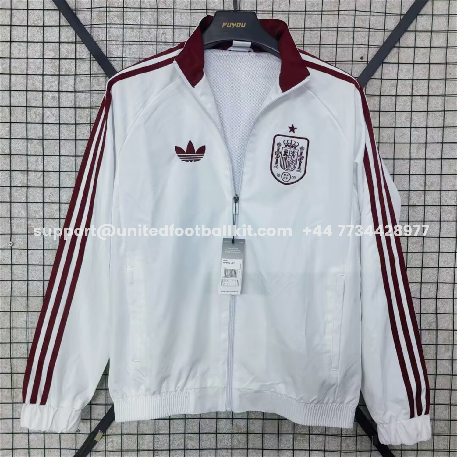 Unitedfootballkit.com | Spain 2026 Windbreaker Jacket - White -Customize Name, Number and Patch | Worldwide Shipping