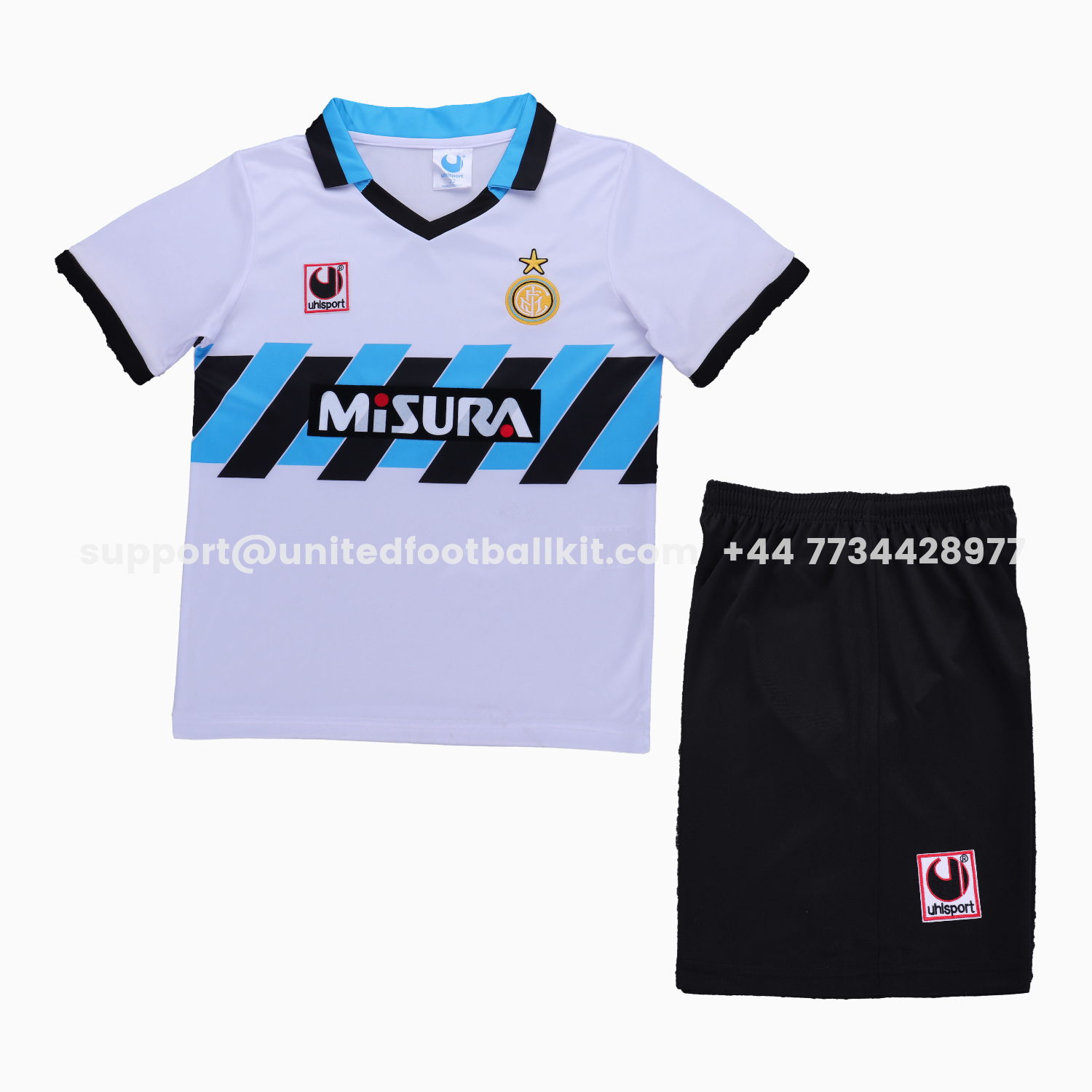 Unitedfootballkit.com | Retro Inter Milan 1990-91 Home Kids Kit -Customize Name, Number and Patch | Worldwide Shipping