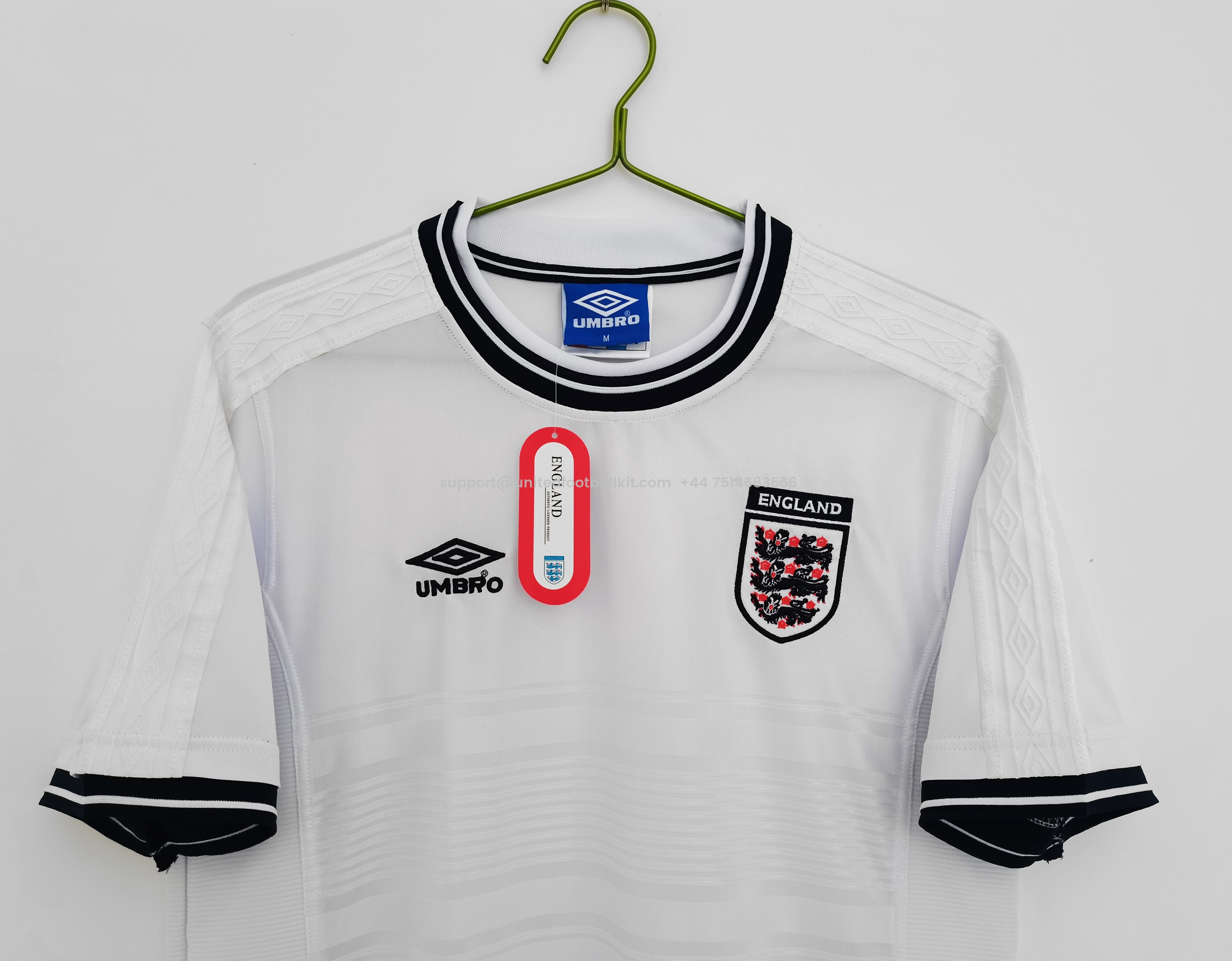 Unitedfootballkit.com | Retro England 2000 Home Stadium Jersey -Customize Name, Number and Patch | Worldwide Shipping