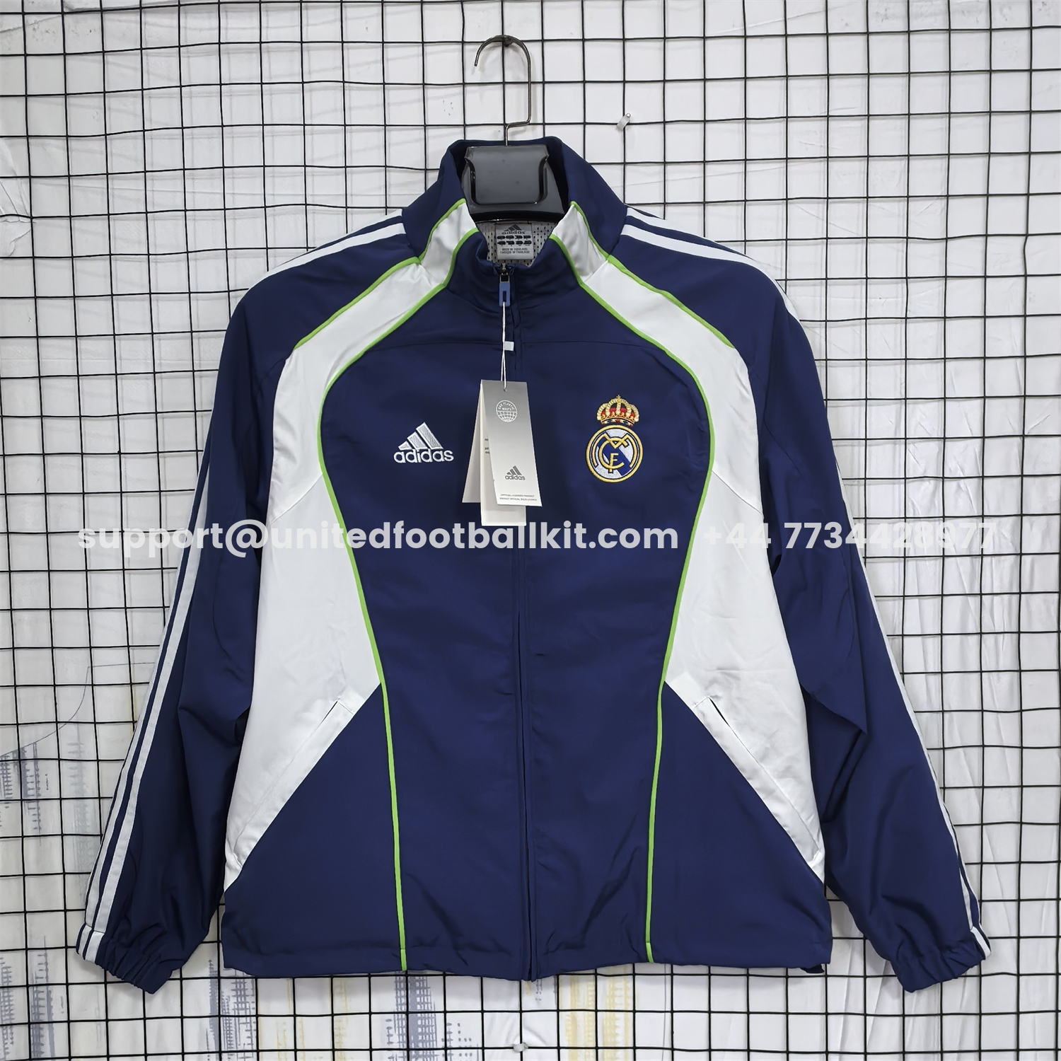 Unitedfootballkit.com | Retro Real Madrid 2010-11 Home Windbreaker Jacket - Blue -Customize Name, Number and Patch | Worldwide Shipping