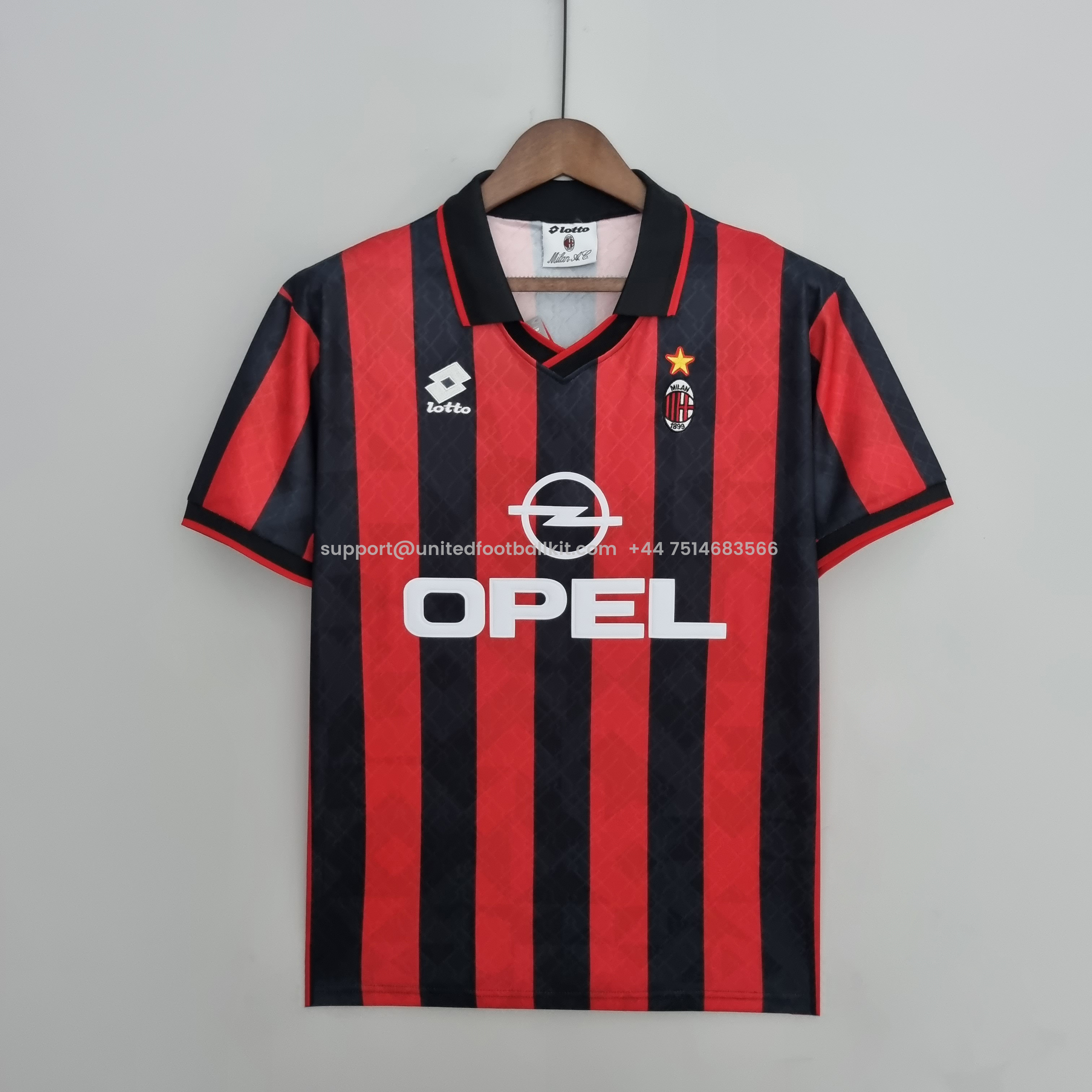 Unitedfootballkit.com | Retro AC Milan 95-96 Home Stadium Jersey -Customize Name, Number and Patch | Worldwide Shipping
