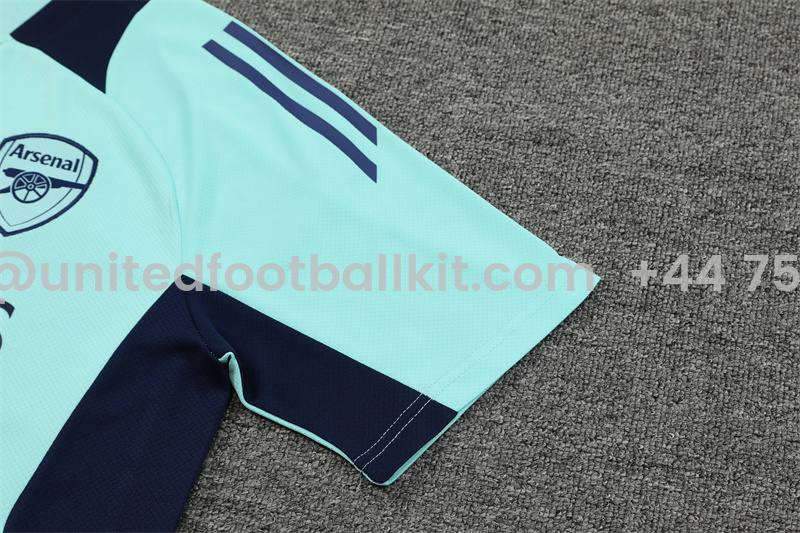 Unitedfootballkit.com | Arsenal 24-25 Short-Sleeve Training Set - Lake Blue -Customize Name, Number and Patch | Worldwide Shipping
