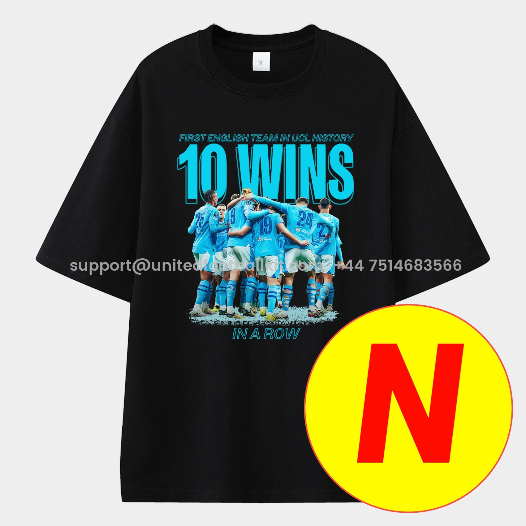 Unitedfootballkit.com | Manchester City Highlights Of The Decade Unisex Pure Cotton T-shirt -Customize Name, Number and Patch | Worldwide Shipping