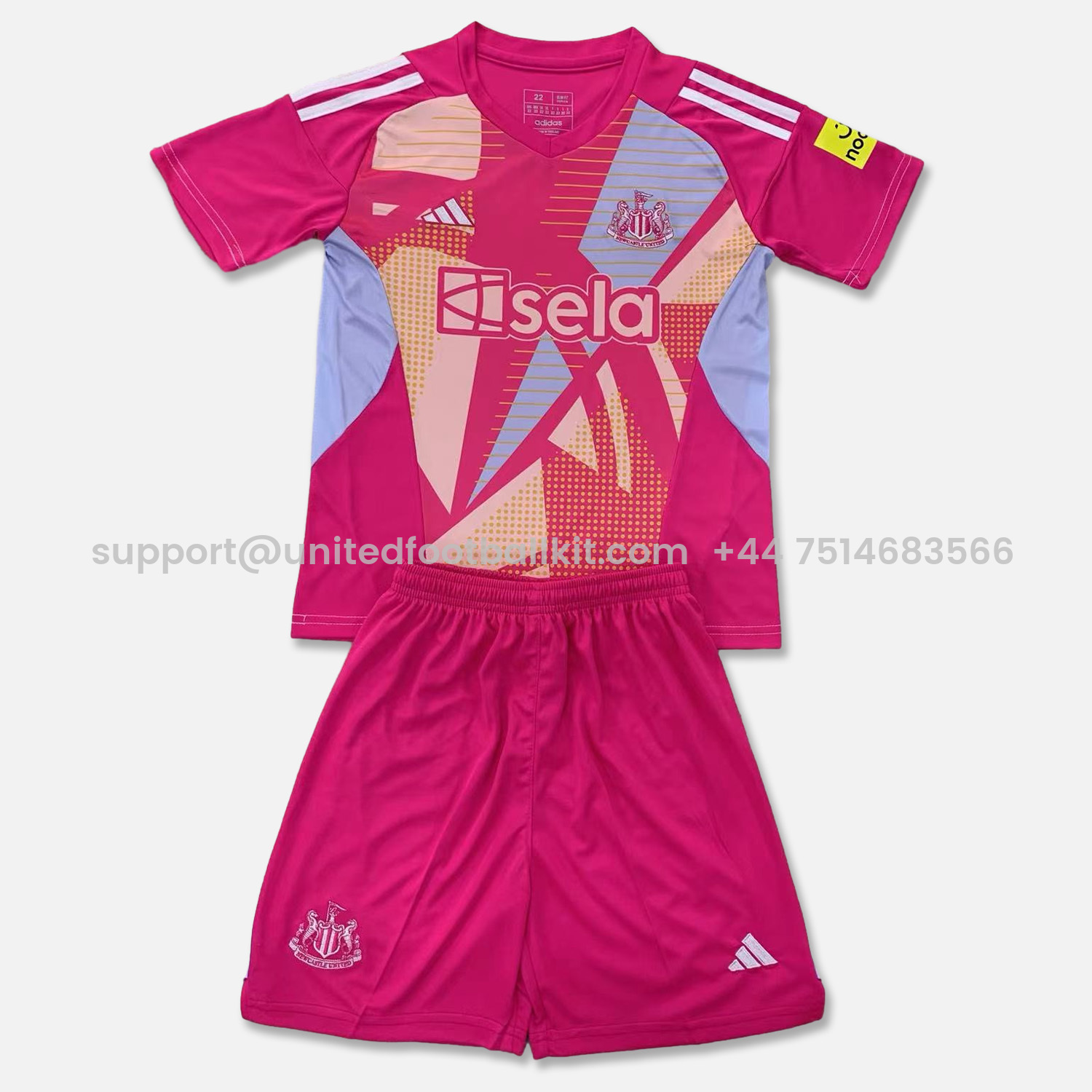 Unitedfootballkit.com | Newcastle United 24-25 Pink Goalkeeper Kids Kit -Customize Name, Number and Patch | Worldwide Shipping