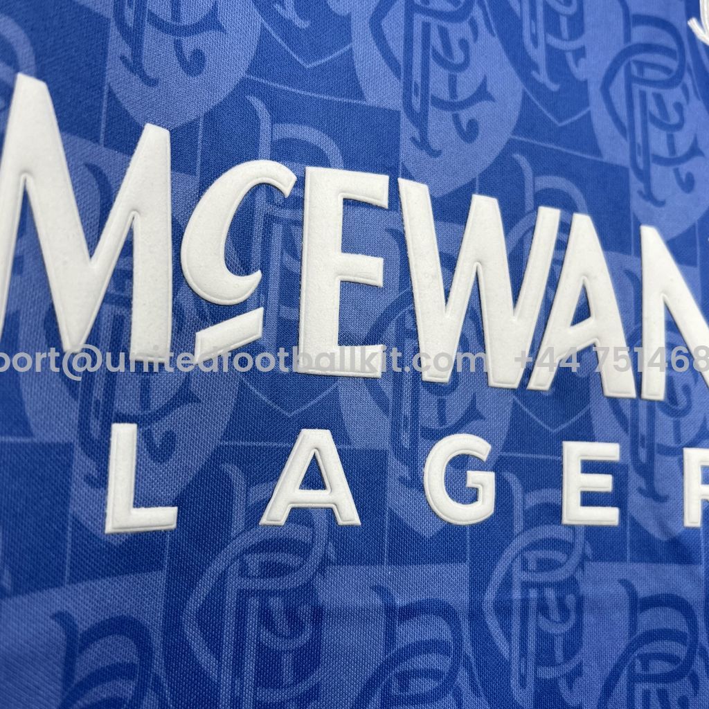 Unitedfootballkit.com | Retro Glasgow Rangers 1996-97 Home Stadium Jersey -Customize Name, Number and Patch | Worldwide Shipping