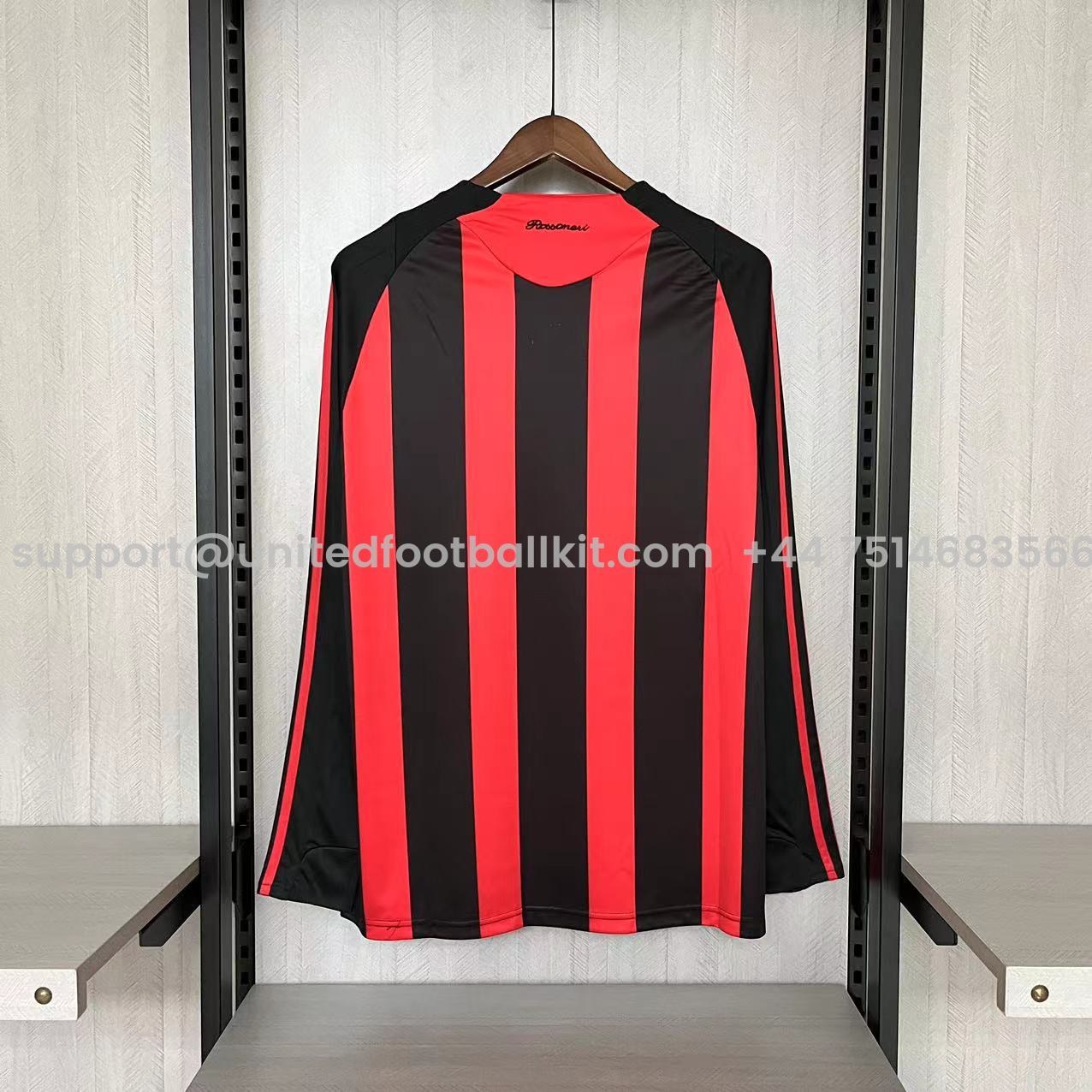 Unitedfootballkit.com | Retro AC Milan 2008-09 Home Long Sleeve Jersey -Customize Name, Number and Patch | Worldwide Shipping