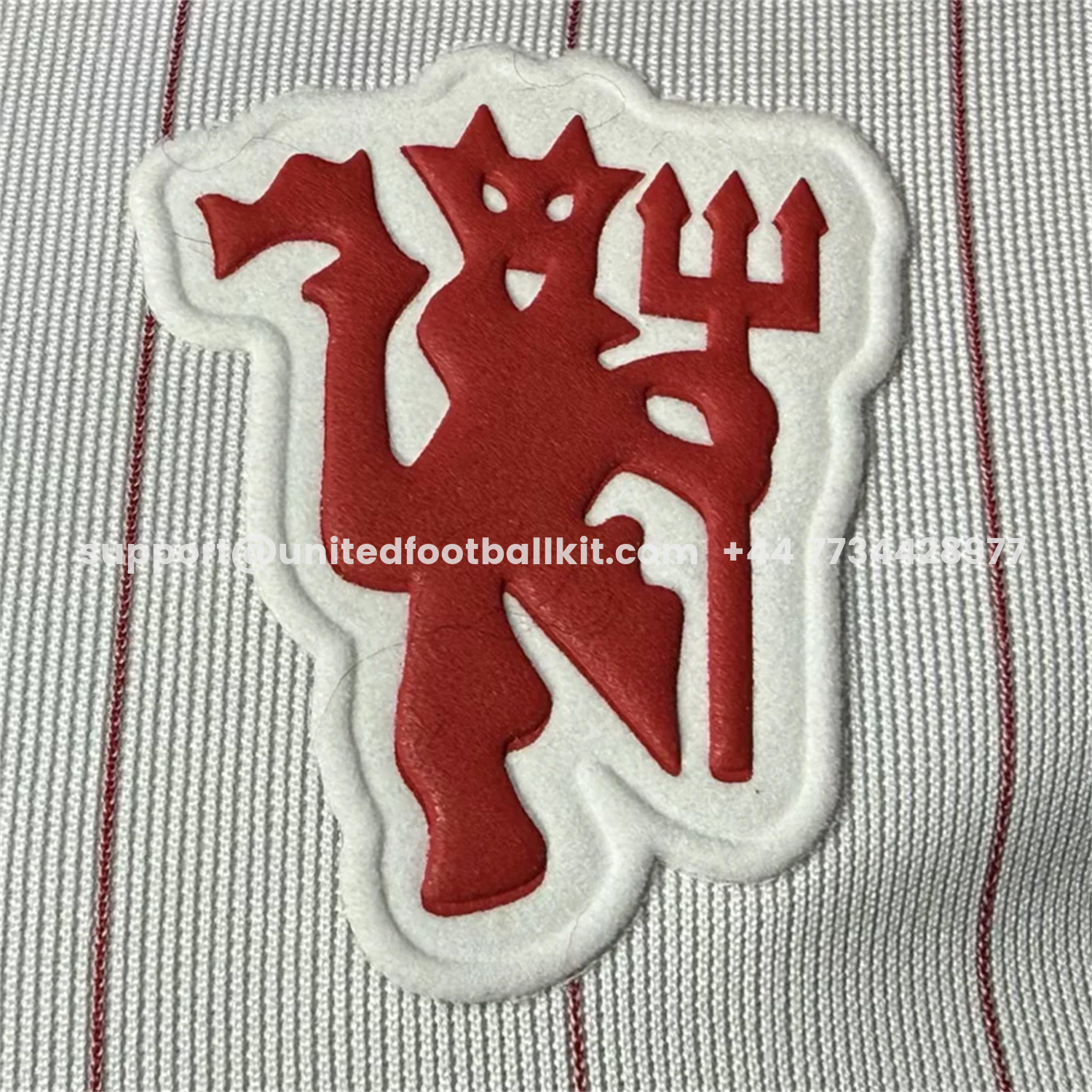 Unitedfootballkit.com | Manchester United 25-26 Trefoil Red Lines White Travel Jersey - Player Version -Customize Name, Number and Patch | Worldwide Shipping