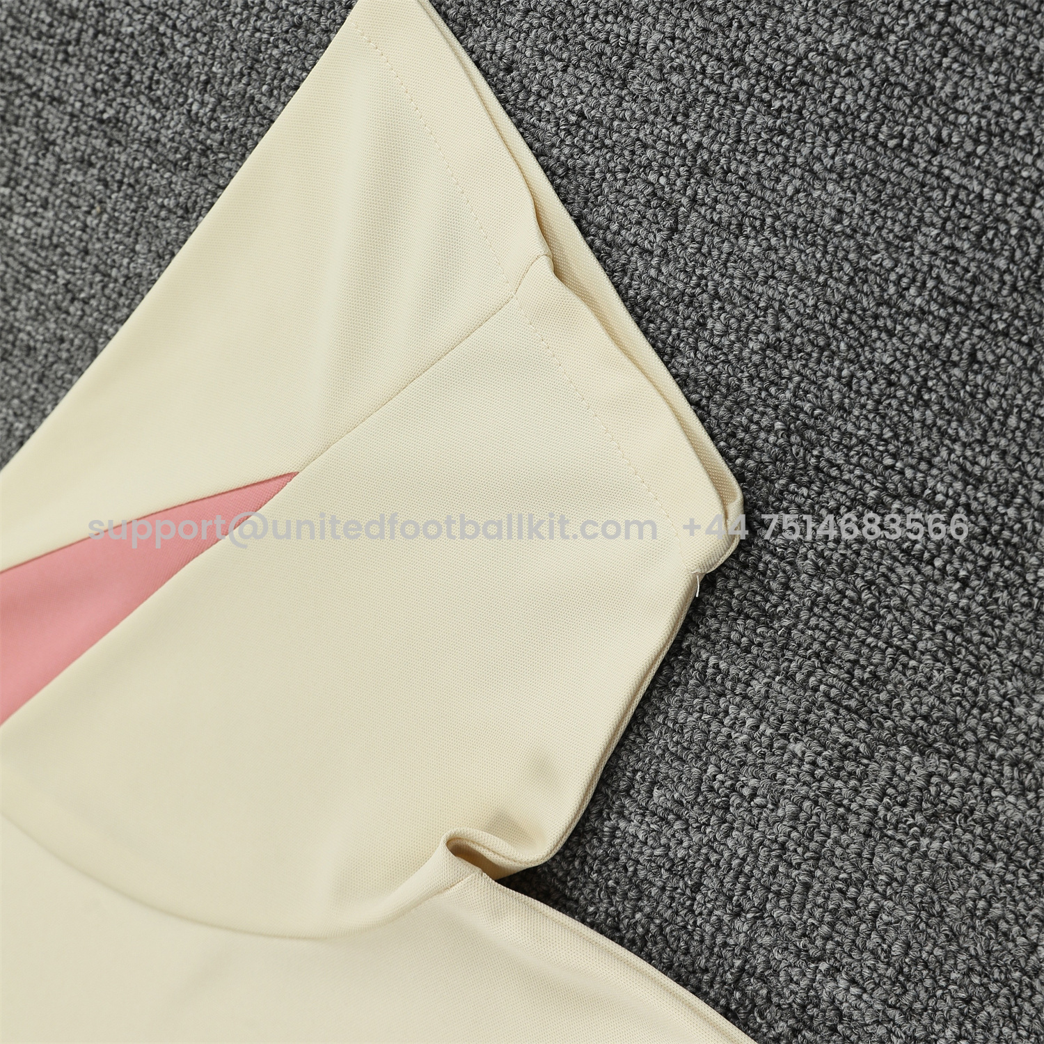 Unitedfootballkit.com | Barcelona 25-26 Short-Sleeve Training Set - Cream Top & Deep Blue Shorts -Customize Name, Number and Patch | Worldwide Shipping