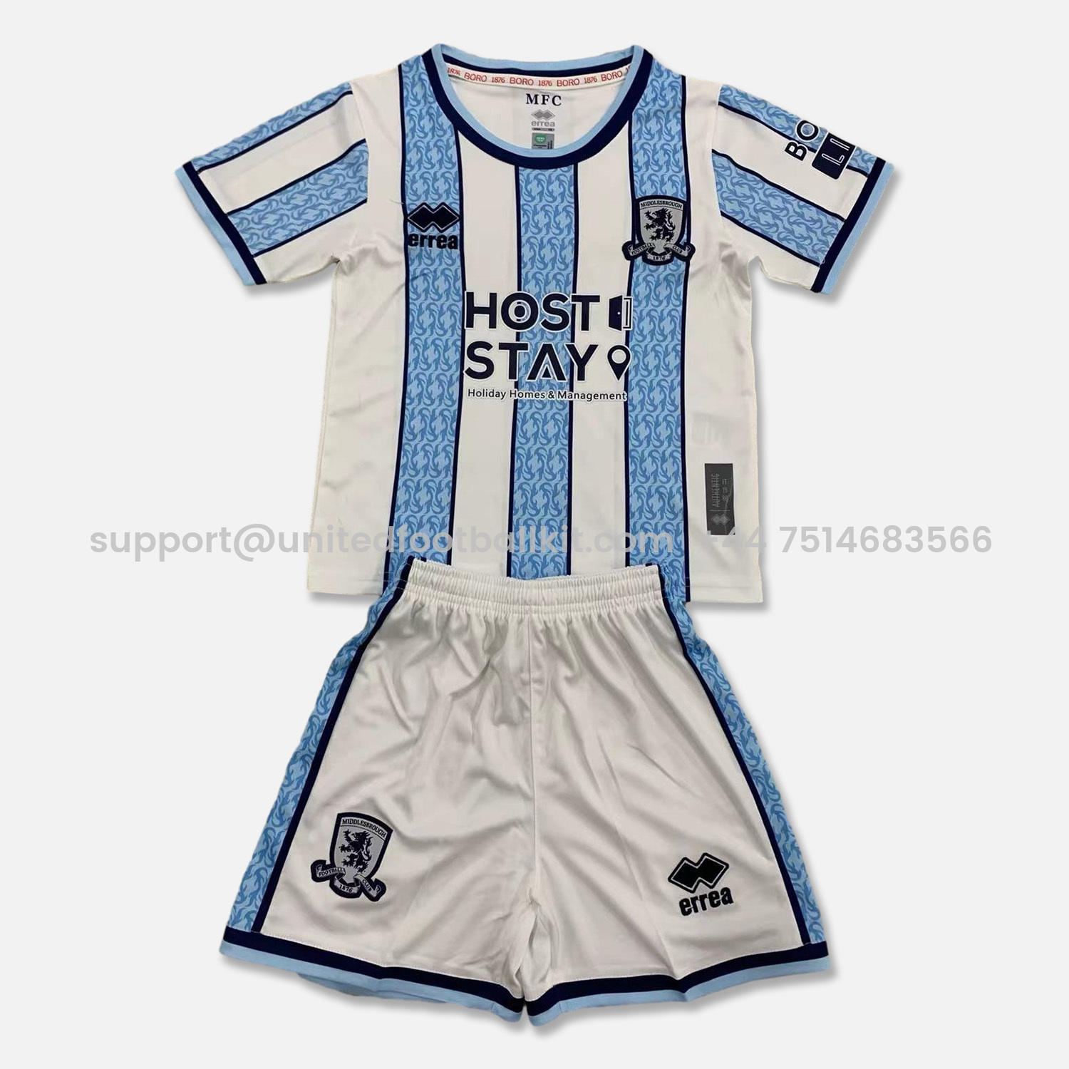 Unitedfootballkit.com | Middlesbrough 24-25 Away Kids Kit -Customize Name, Number and Patch | Worldwide Shipping