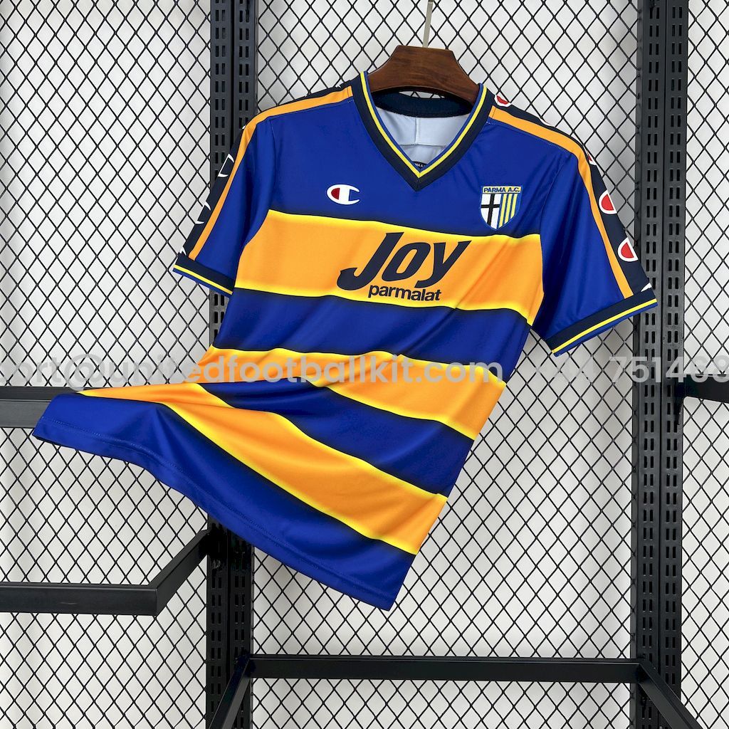 Unitedfootballkit.com | Retro Parma 2001-02 Home Jersey - Fans Version -Customize Name, Number and Patch | Worldwide Shipping