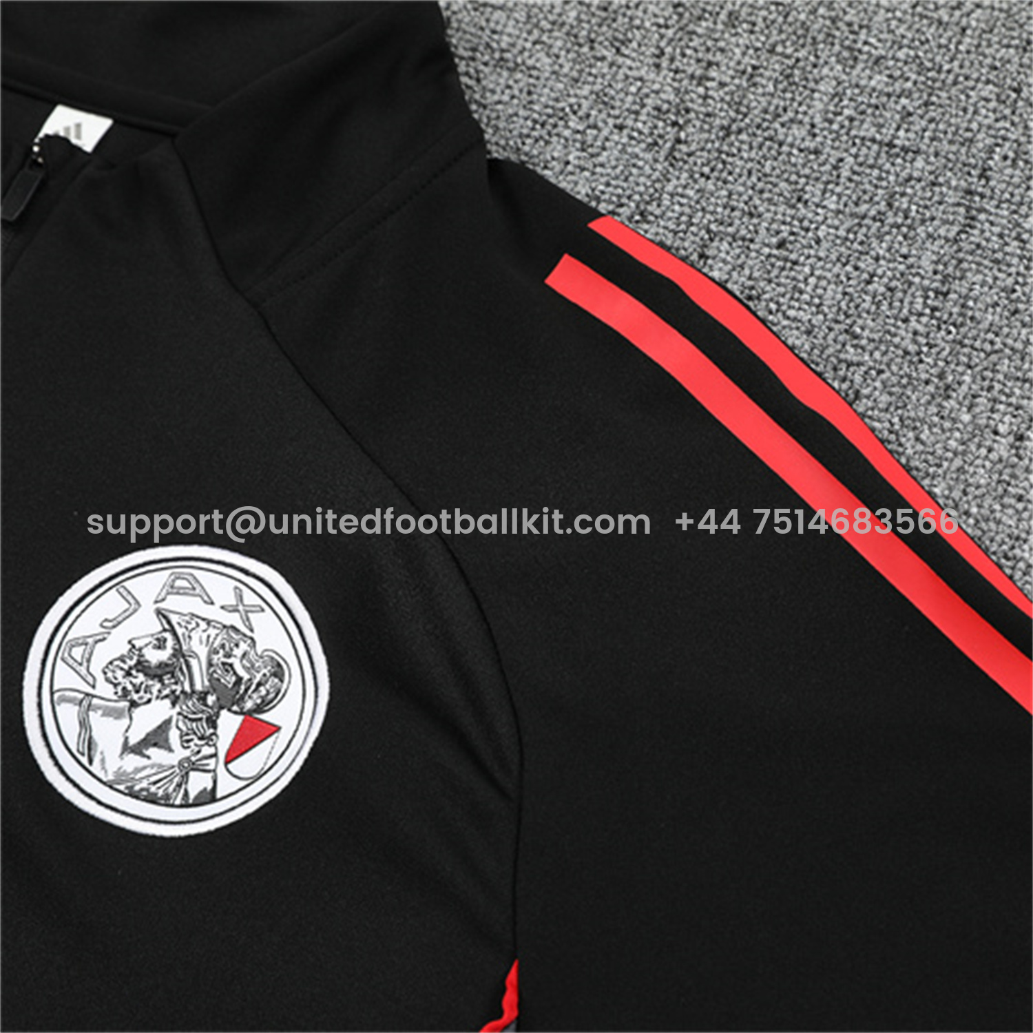 Unitedfootballkit.com | Ajax 25-26 Long Sleeve Training Set - Black Top and Black Pants -Customize Name, Number and Patch | Worldwide Shipping