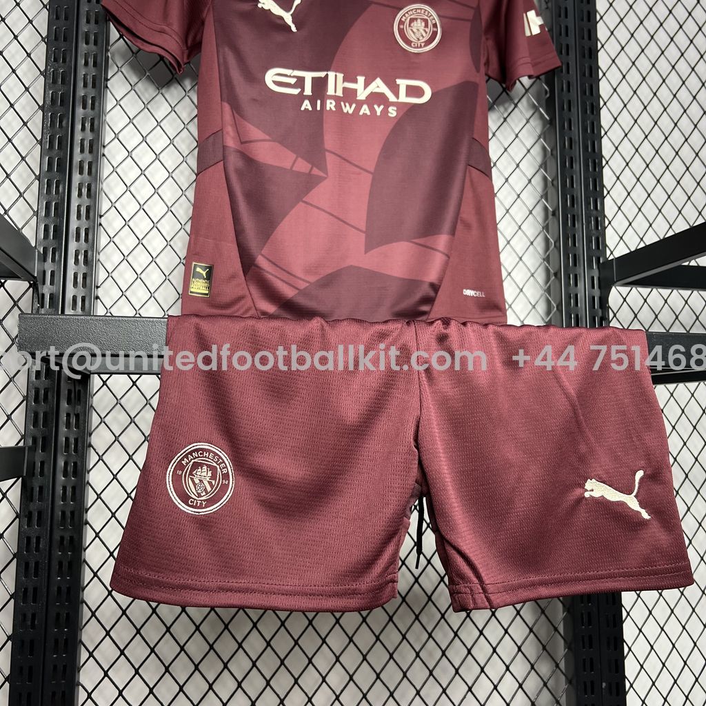 Unitedfootballkit.com | Manchester City 24-25 Third Kids Kit -Customize Name, Number and Patch | Worldwide Shipping