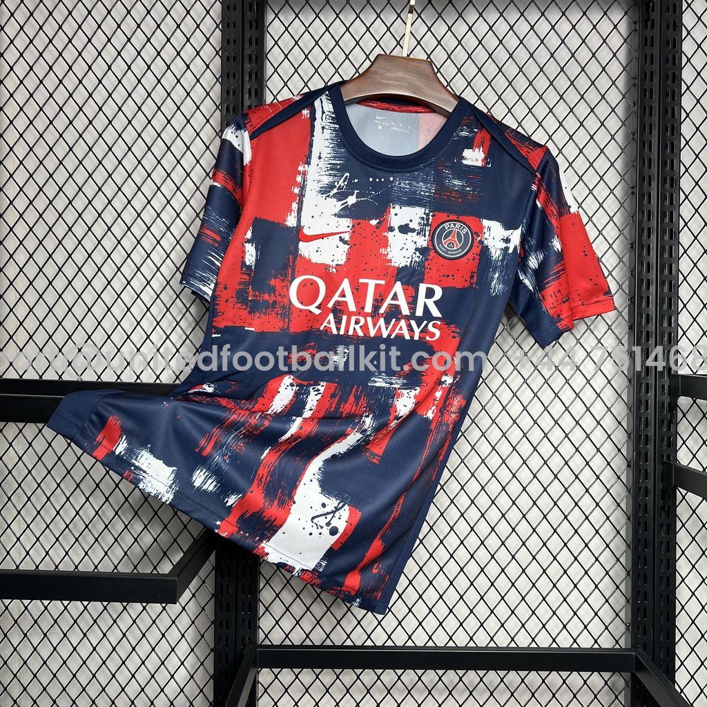 Unitedfootballkit.com | Paris Saint-Germain PSG 24-25 Pre-match Jersey - Fans Version -Customize Name, Number and Patch | Worldwide Shipping