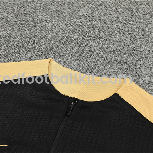 Unitedfootballkit.com | Barcelona 24-25 Long Sleeve Training Set - Player Version - Black Gold -Customize Name, Number and Patch | Worldwide Shipping