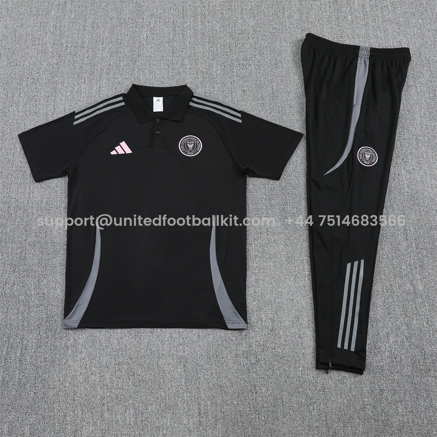 Unitedfootballkit.com | INT M.A.M 25-26 POLO Short-Sleeve Training Set - Black Top and Pants -Customize Name, Number and Patch | Worldwide Shipping
