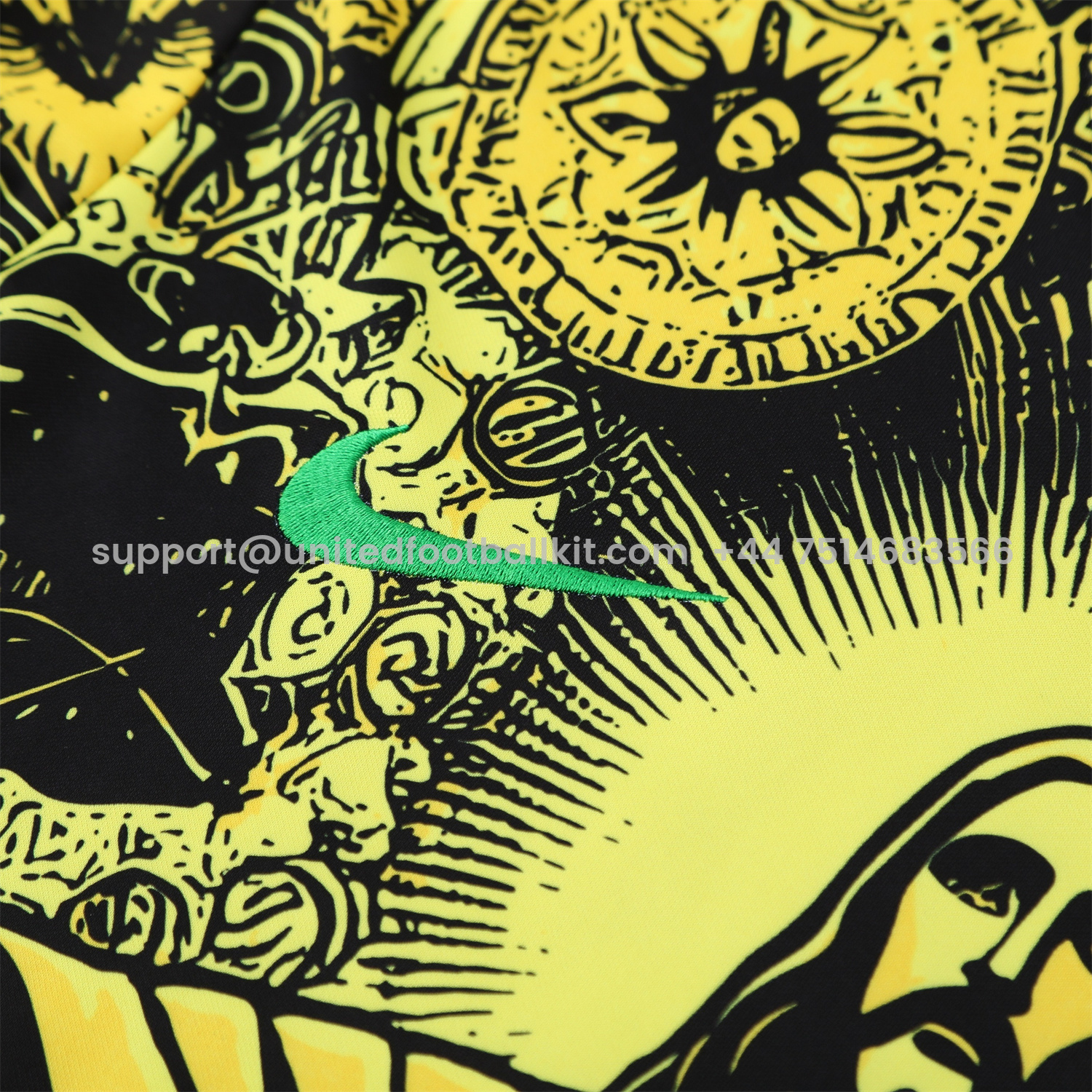 Unitedfootballkit.com | Brazil 25-26 Yellow Jesus Statue Short-Sleeve Training Set - Yellow Top & Black Shorts -Customize Name, Number and Patch | Worldwide Shipping