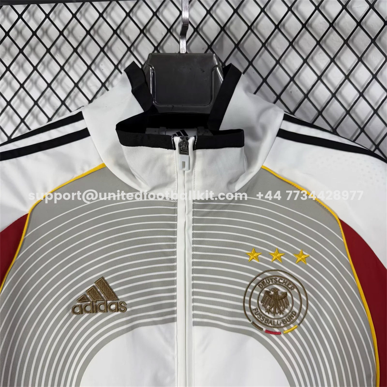 Unitedfootballkit.com | Germany 2026 Windbreaker Jacket - White -Customize Name, Number and Patch | Worldwide Shipping