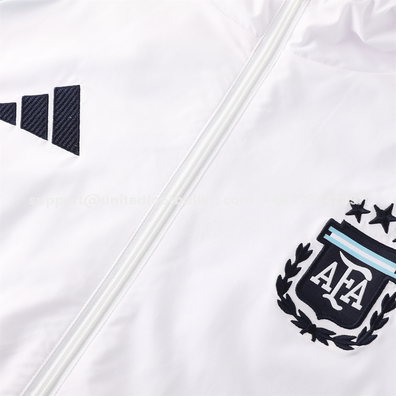 Unitedfootballkit.com | Argentina 2026 Hooded Windbreaker Training Set - White Top & Dark Blue Pants -Customize Name, Number and Patch | Worldwide Shipping