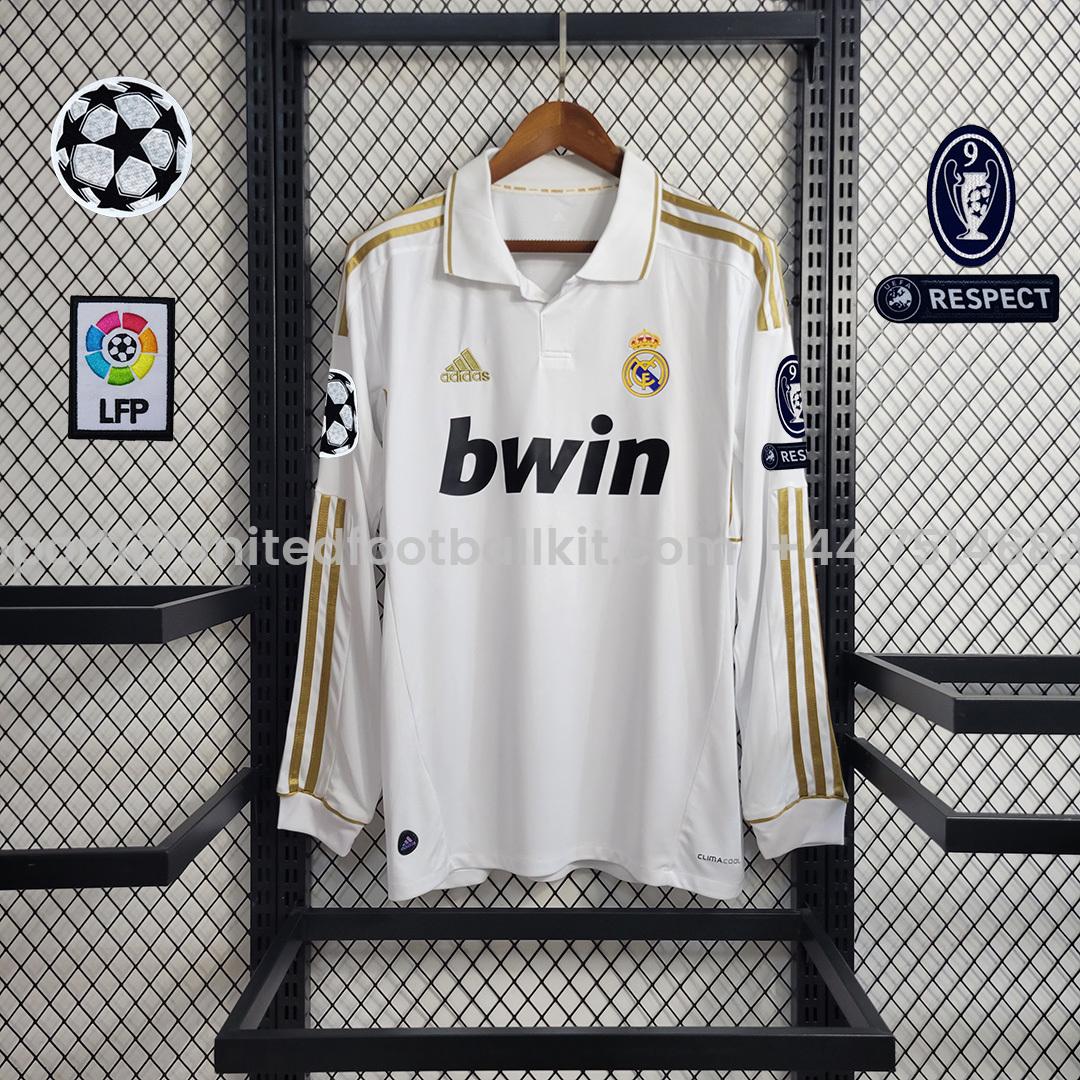 Unitedfootballkit.com | Retro Real Madrid 11-12 Home Long Sleeve Jersey -Customize Name, Number and Patch | Worldwide Shipping