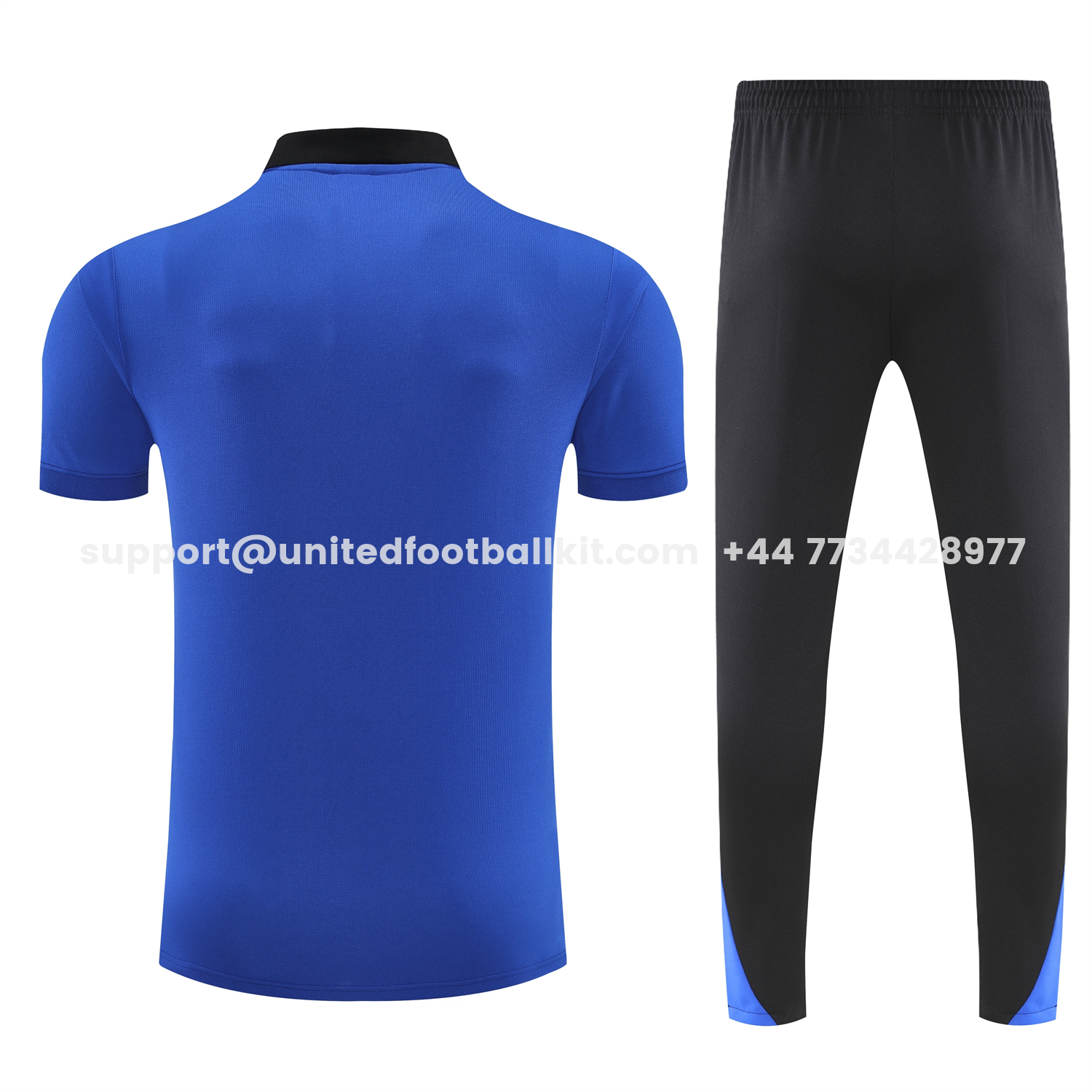 Unitedfootballkit.com | Inter Milan 25-26 POLO Short-Sleeve Training Set - Ocean Blue Top and Black Pants -Customize Name, Number and Patch | Worldwide Shipping