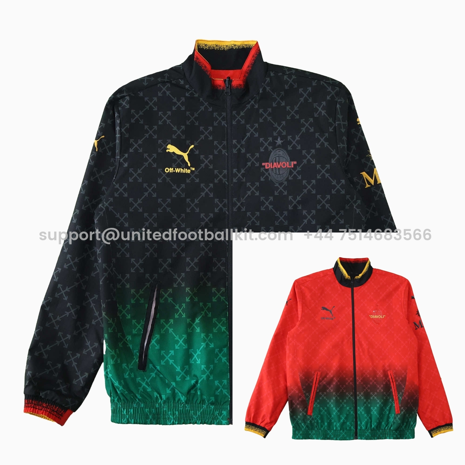 Unitedfootballkit.com | AC Milan 24-25 Fourth “Diavoli” Special Edition Double Sided Reversible Windbreaker - Black & Red -Customize Name, Number and Patch | Worldwide Shipping