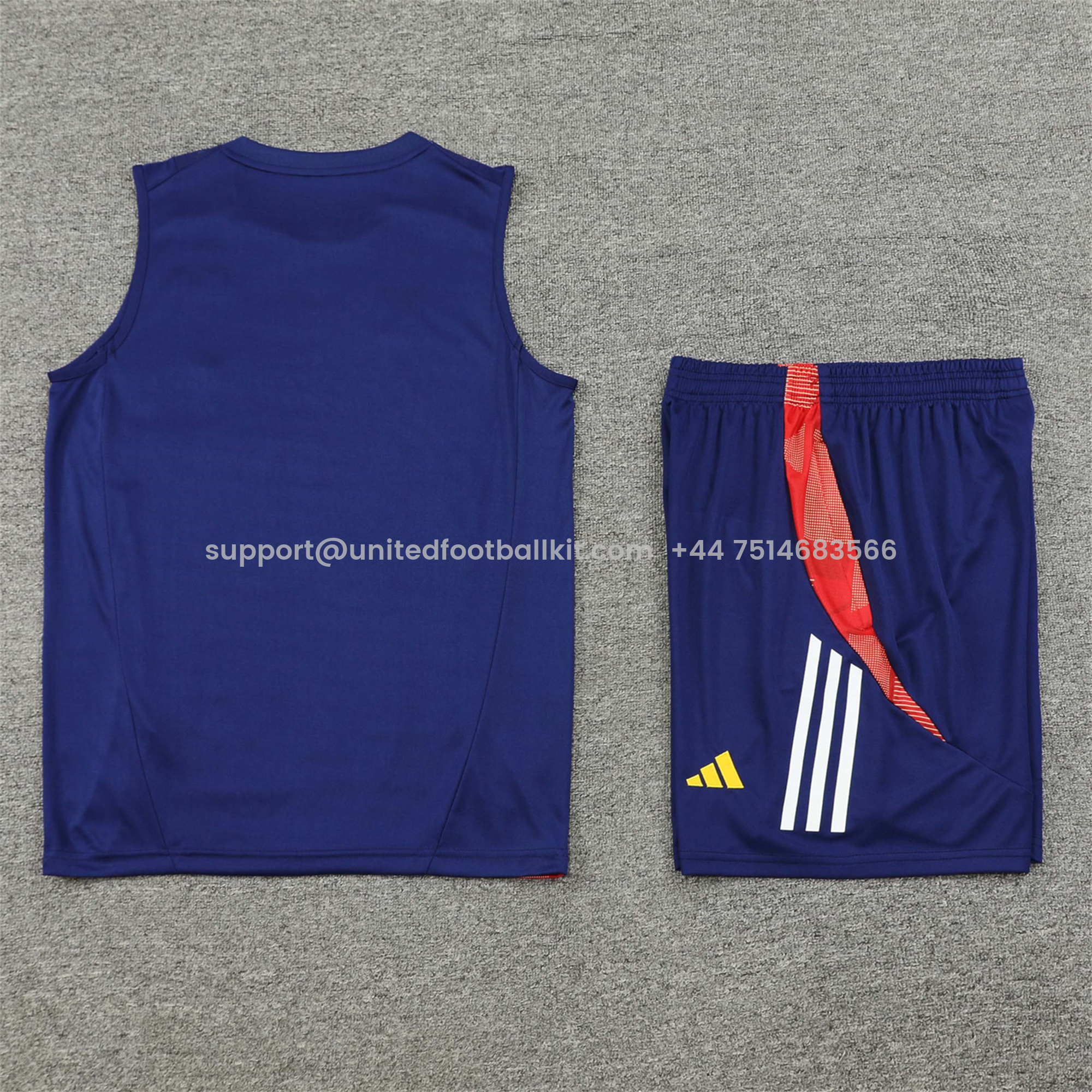 Unitedfootballkit.com | Spain 24-25 Vest Training Set - Deep Blue -Customize Name, Number and Patch | Worldwide Shipping