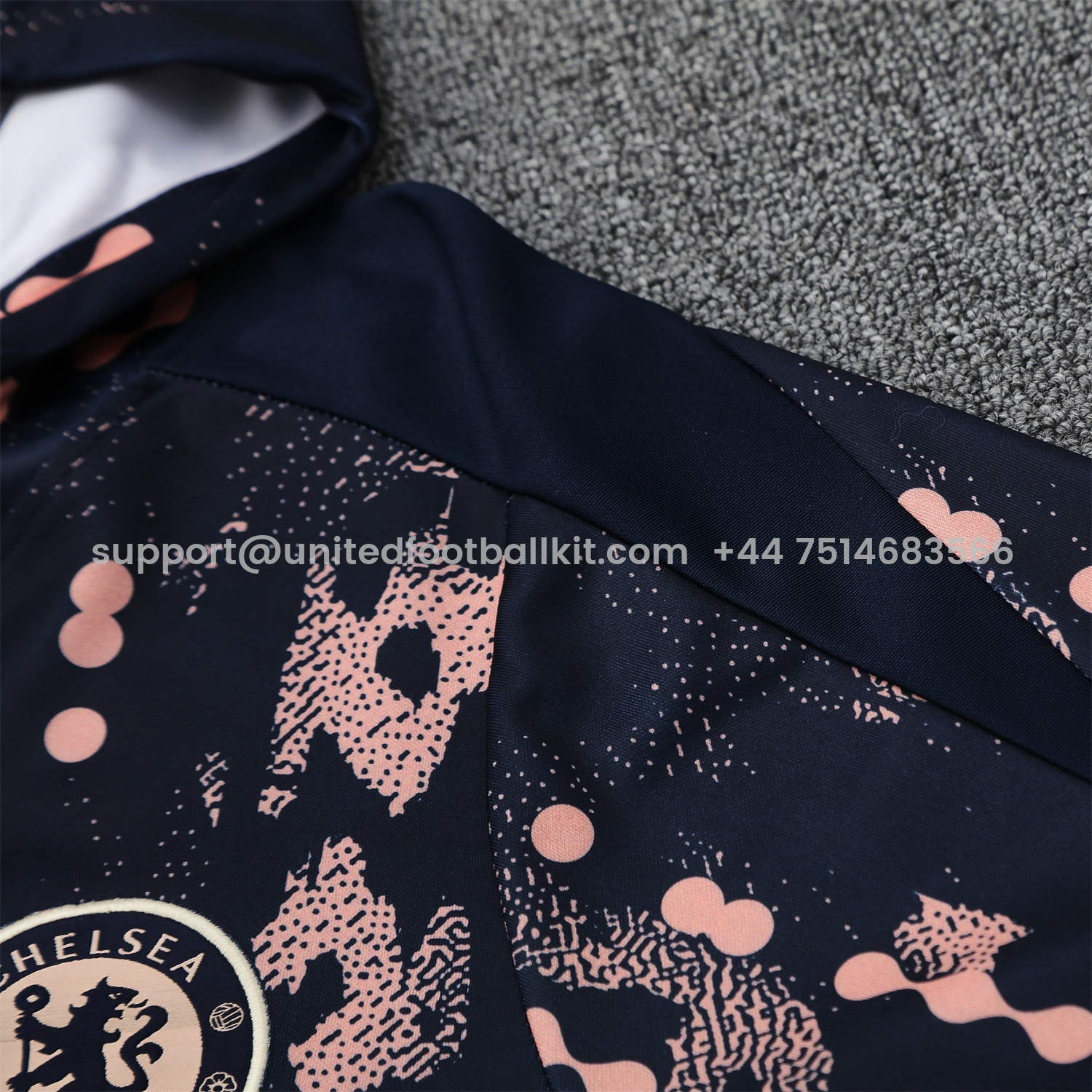 Unitedfootballkit.com | C.H.E.L.S.E.A 25-26 Traning Hoodie Set - Deep Blue With Royal Blue -Customize Name, Number and Patch | Worldwide Shipping