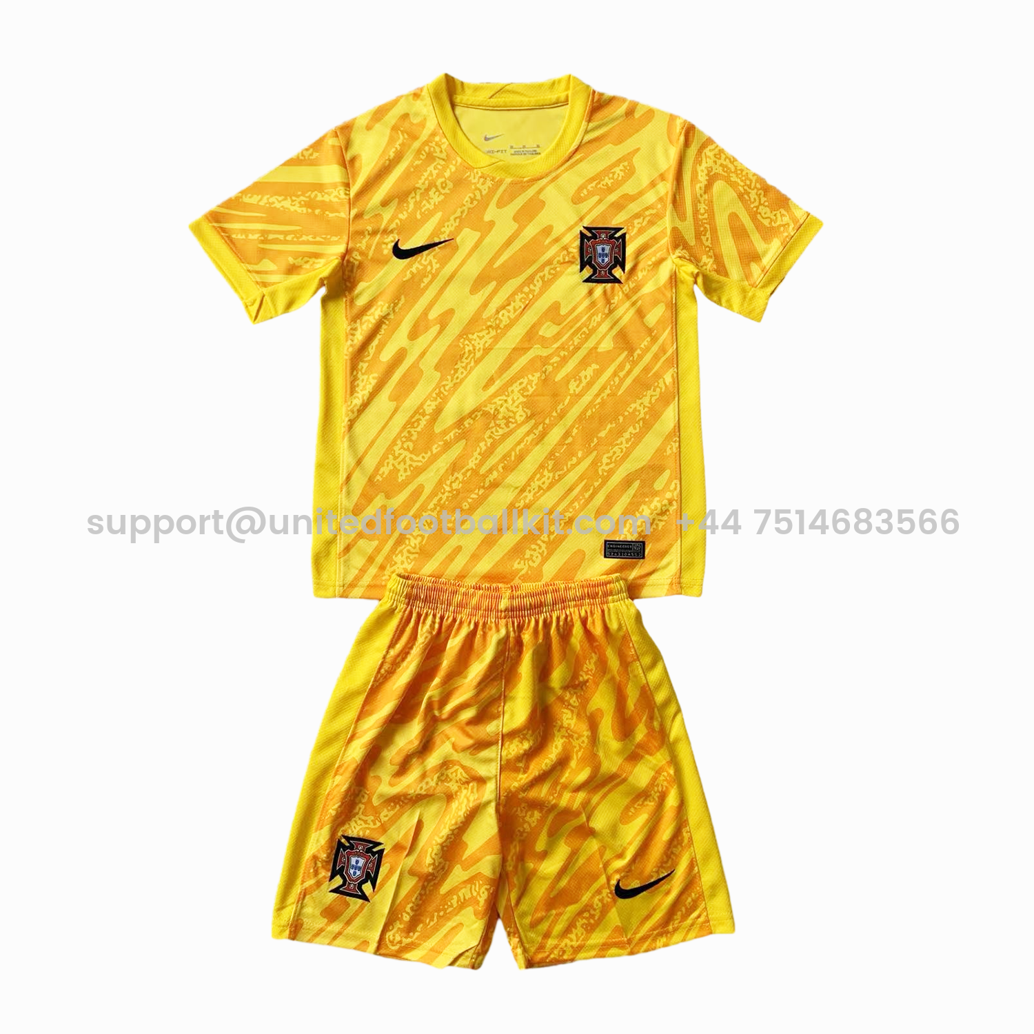 Unitedfootballkit.com | Portugal 2024 Goalkeeper Kids Kit - Yellow -Customize Name, Number and Patch | Worldwide Shipping