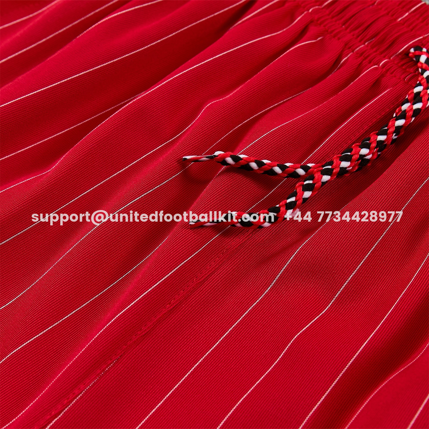 Unitedfootballkit.com | Manchester United 25-26 Retro Style Vest Training Set - Red With White Stripes Top & Pants -Customize Name, Number and Patch | Worldwide Shipping