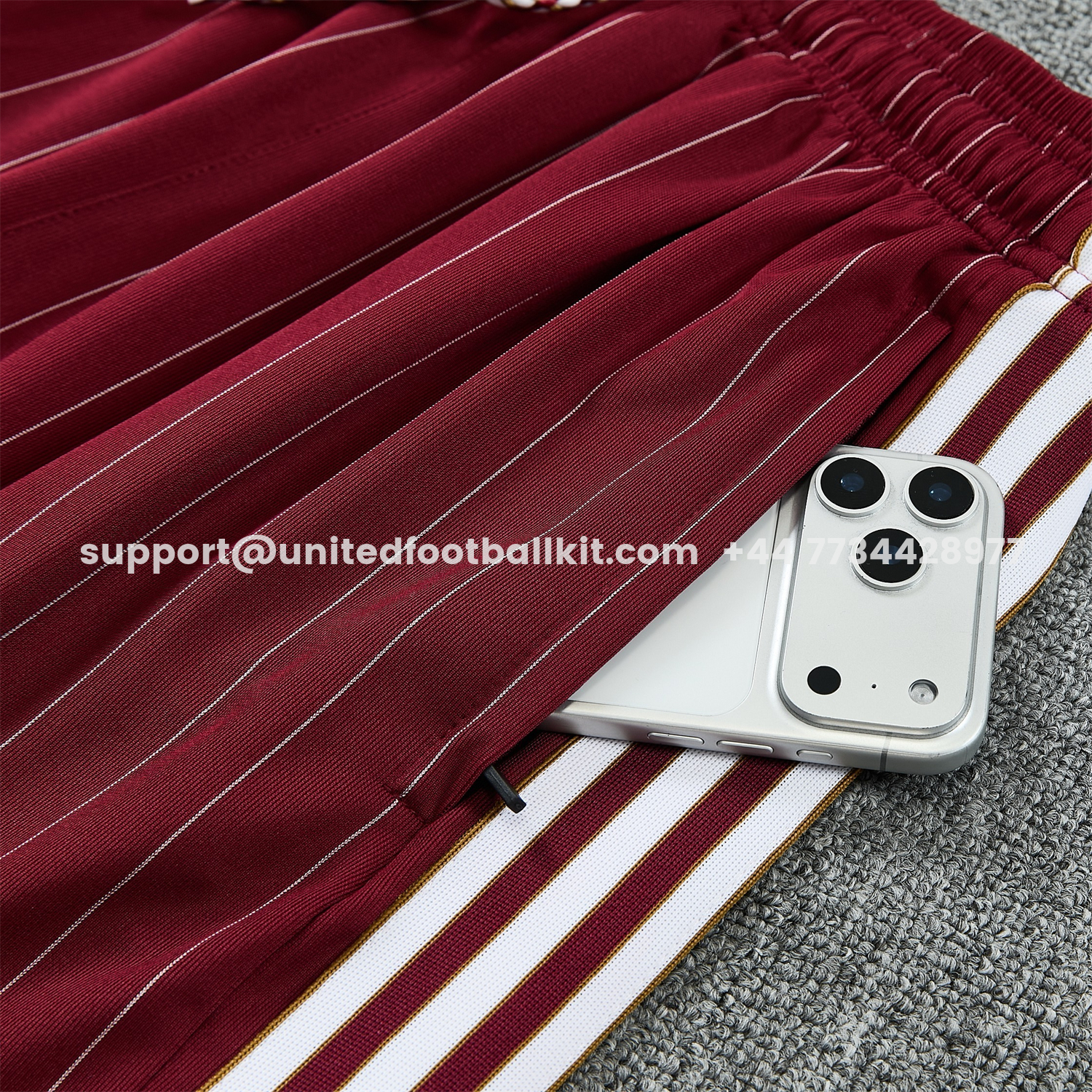 Unitedfootballkit.com | Arsenal 25-26 Retro Style Short-Sleeve Training Set - Dark Red With White Stripes Top & Pants -Customize Name, Number and Patch | Worldwide Shipping