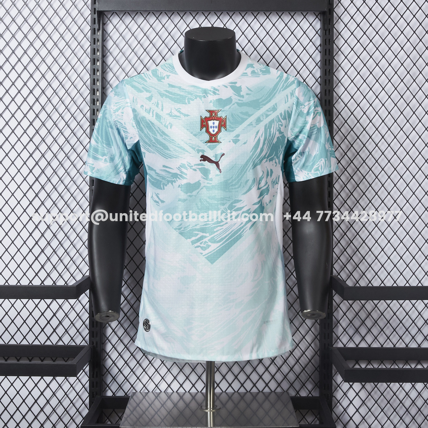 Unitedfootballkit.com | Portugal 2026 Away White And Cyan Jersey - Player Version -Customize Name, Number and Patch | Worldwide Shipping