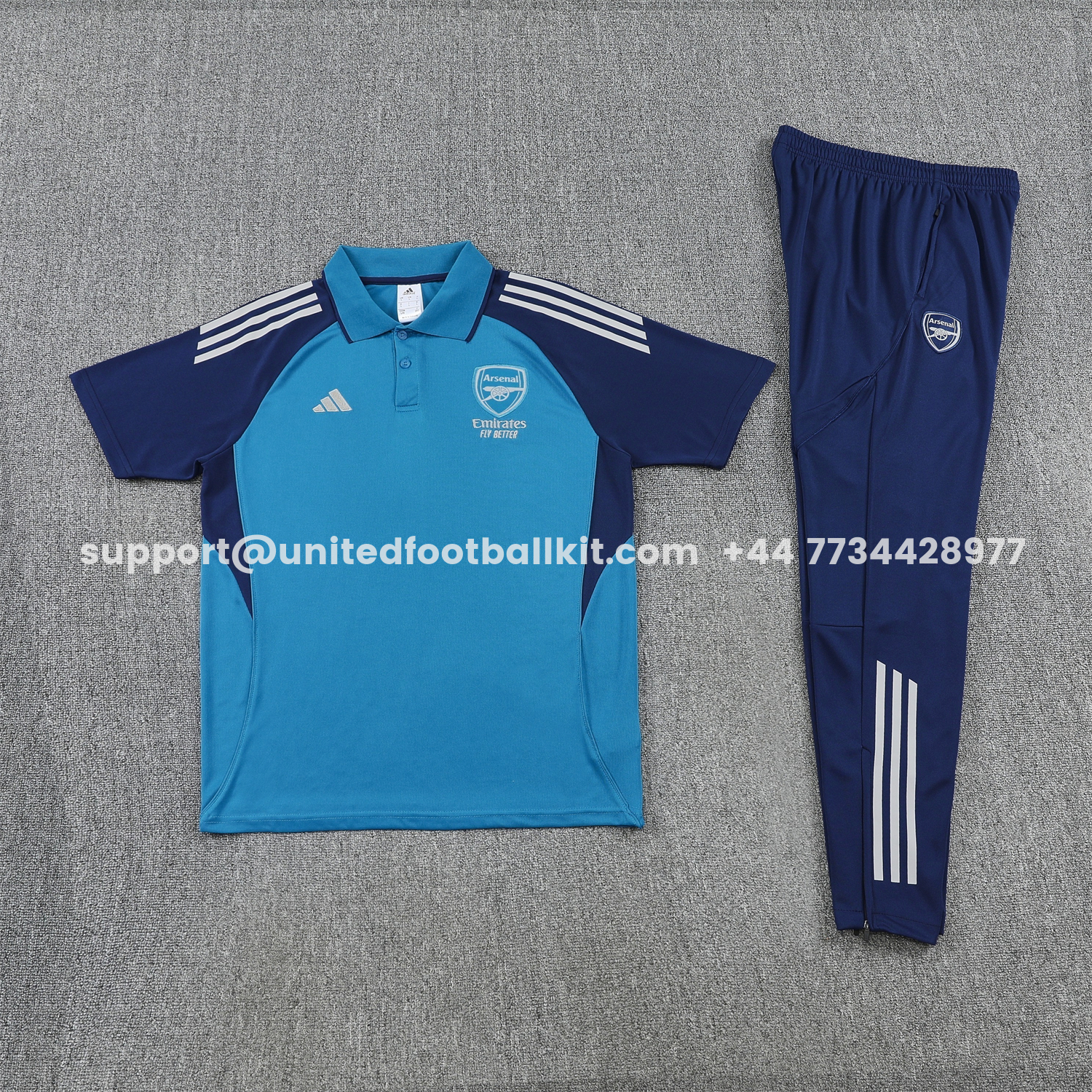 Unitedfootballkit.com | Arsenal 25-26 POLO Short-Sleeve Training Set - Royal Blue Top and Deep Blue Pants -Customize Name, Number and Patch | Worldwide Shipping