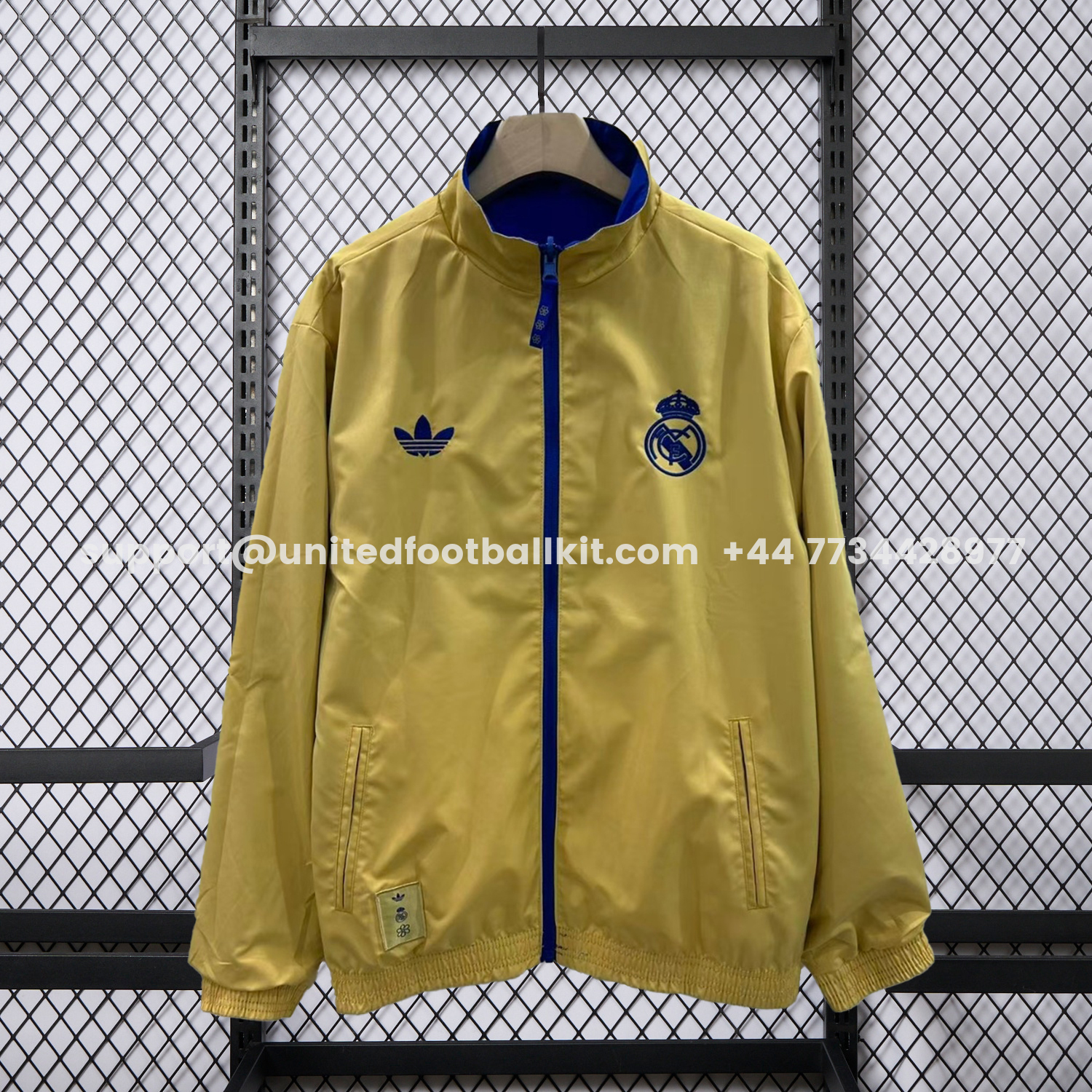 Unitedfootballkit.com | Real Madrid 25-26 Cultural Story Chinese Lucky Double Sided Windbreaker Jacket - Blue -Customize Name, Number and Patch | Worldwide Shipping