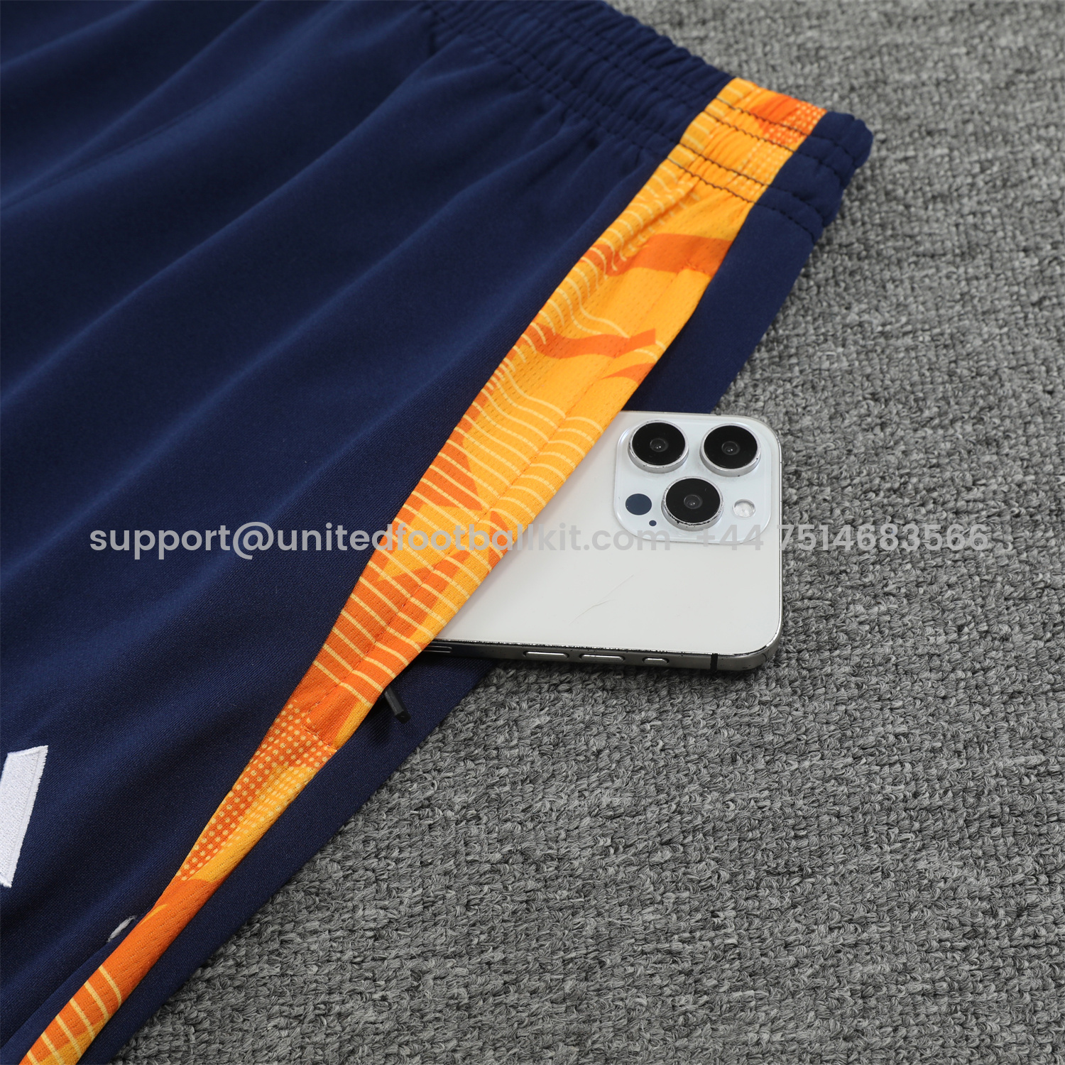 Unitedfootballkit.com | Real Madrid 24-25 Training Hoodie Set - White Hoodie and Deep Blue Pants -Customize Name, Number and Patch | Worldwide Shipping