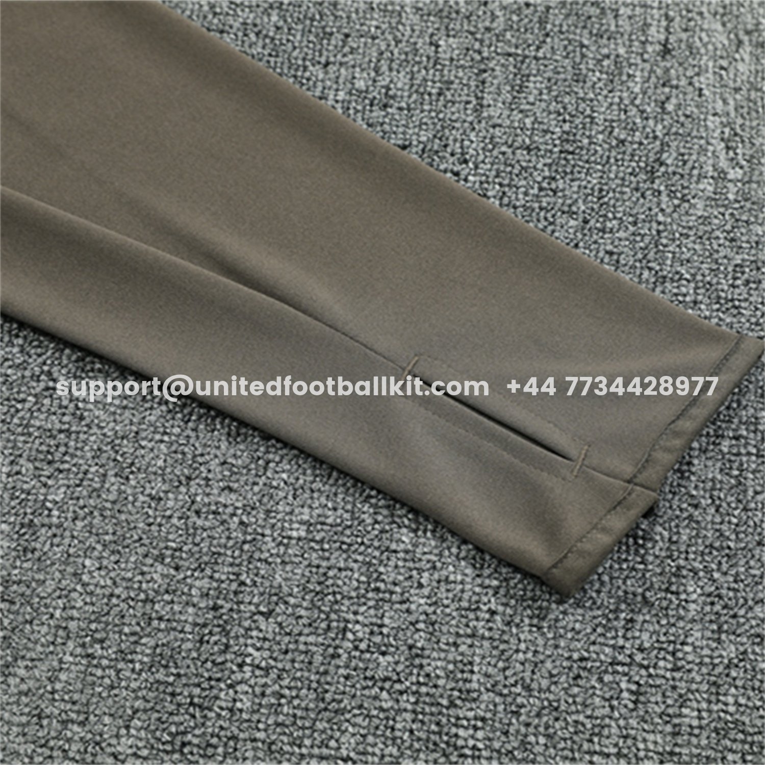 Unitedfootballkit.com | Real Madrid 25-26 Long Sleeve Training Set - Player Version - Khaki Top and Khaki Pants -Customize Name, Number and Patch | Worldwide Shipping