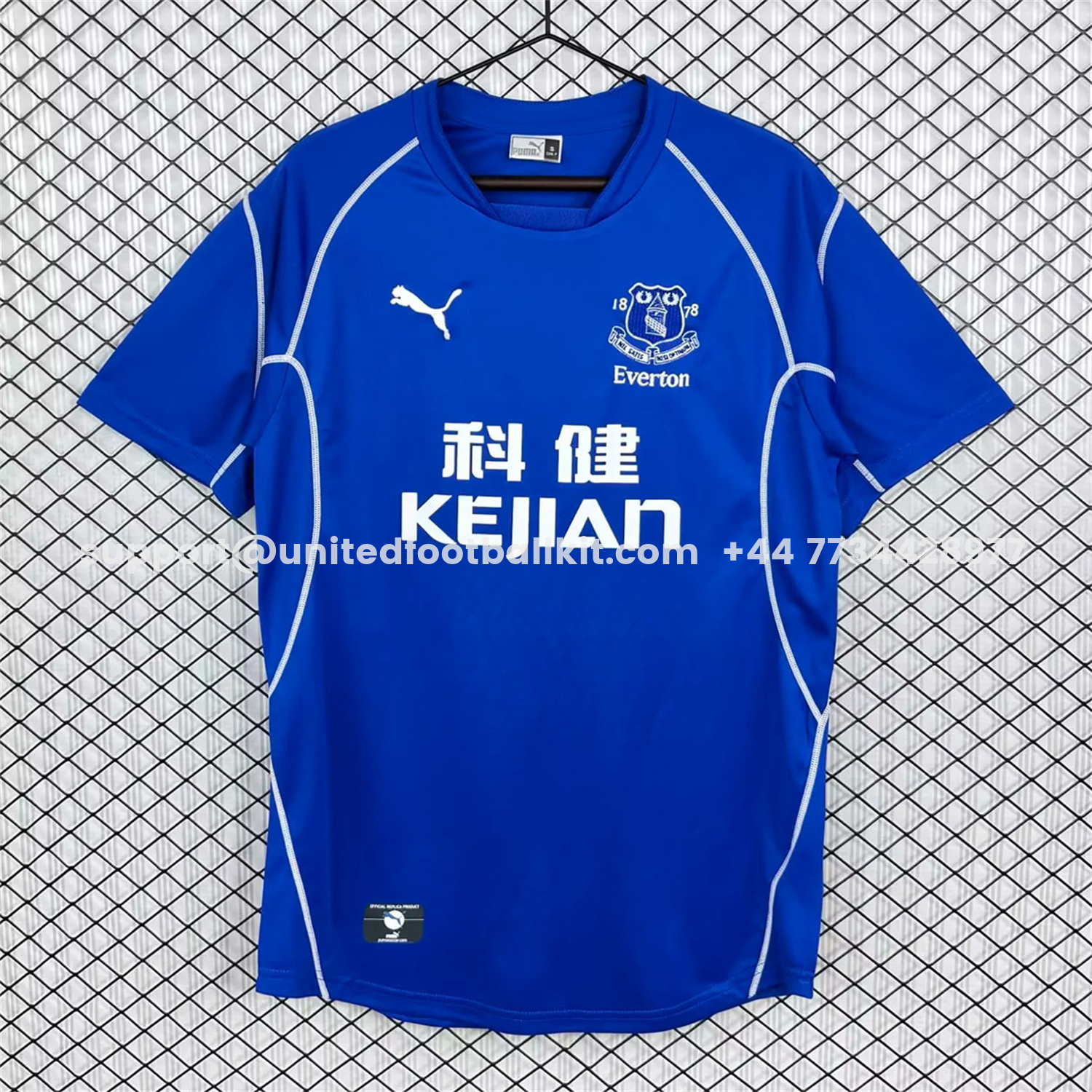 Unitedfootballkit.com | Retro Everton 2002-03 Home Jersey -Customize Name, Number and Patch | Worldwide Shipping