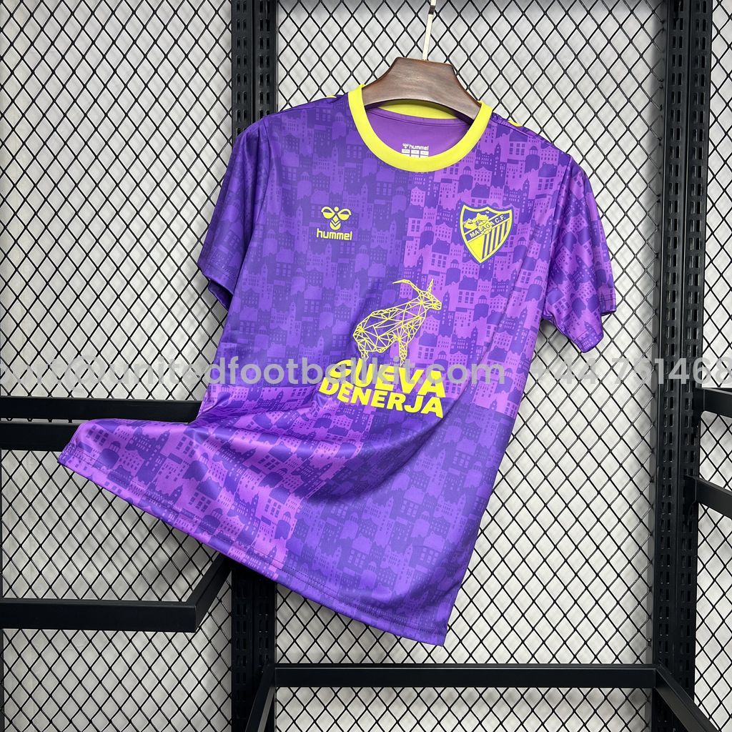 Unitedfootballkit.com | Malaga 24-25 Purple Pre-Match Jersey - Fans Version -Customize Name, Number and Patch | Worldwide Shipping