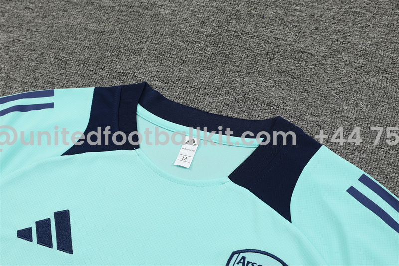 Unitedfootballkit.com | Arsenal 24-25 Short-Sleeve Training Kids Kit - Lake Blue -Customize Name, Number and Patch | Worldwide Shipping