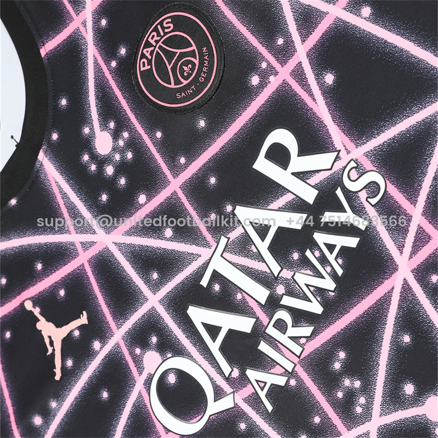 Unitedfootballkit.com | Paris Saint-Germain PSG 25-26 Short-Sleeve Training Set - Pink Fluorescent Rays Black Top & Black Shorts -Customize Name, Number and Patch | Worldwide Shipping