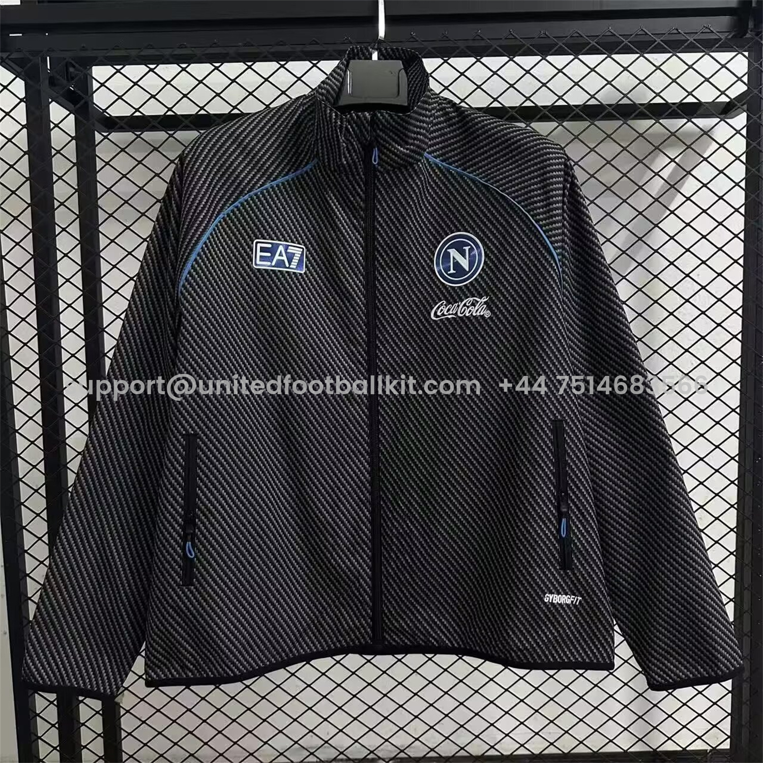 Unitedfootballkit.com | Napoli 25-26 Windbreaker Jacket - Black -Customize Name, Number and Patch | Worldwide Shipping