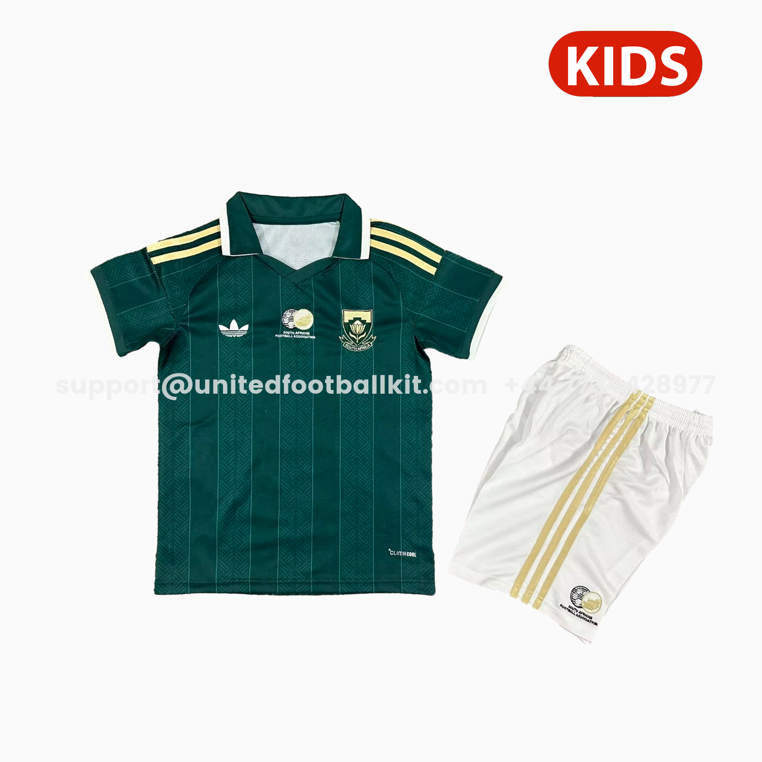 Unitedfootballkit.com | South Africa 2026 Away Kids Kit -Customize Name, Number and Patch | Worldwide Shipping
