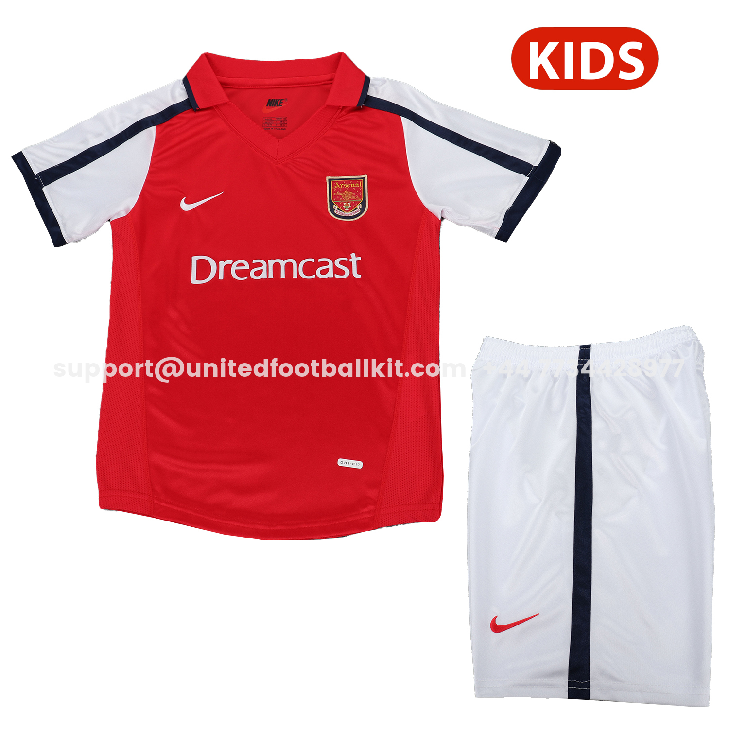 Unitedfootballkit.com | Retro Arsenal 2001-02 Home Kids Kit -Customize Name, Number and Patch | Worldwide Shipping