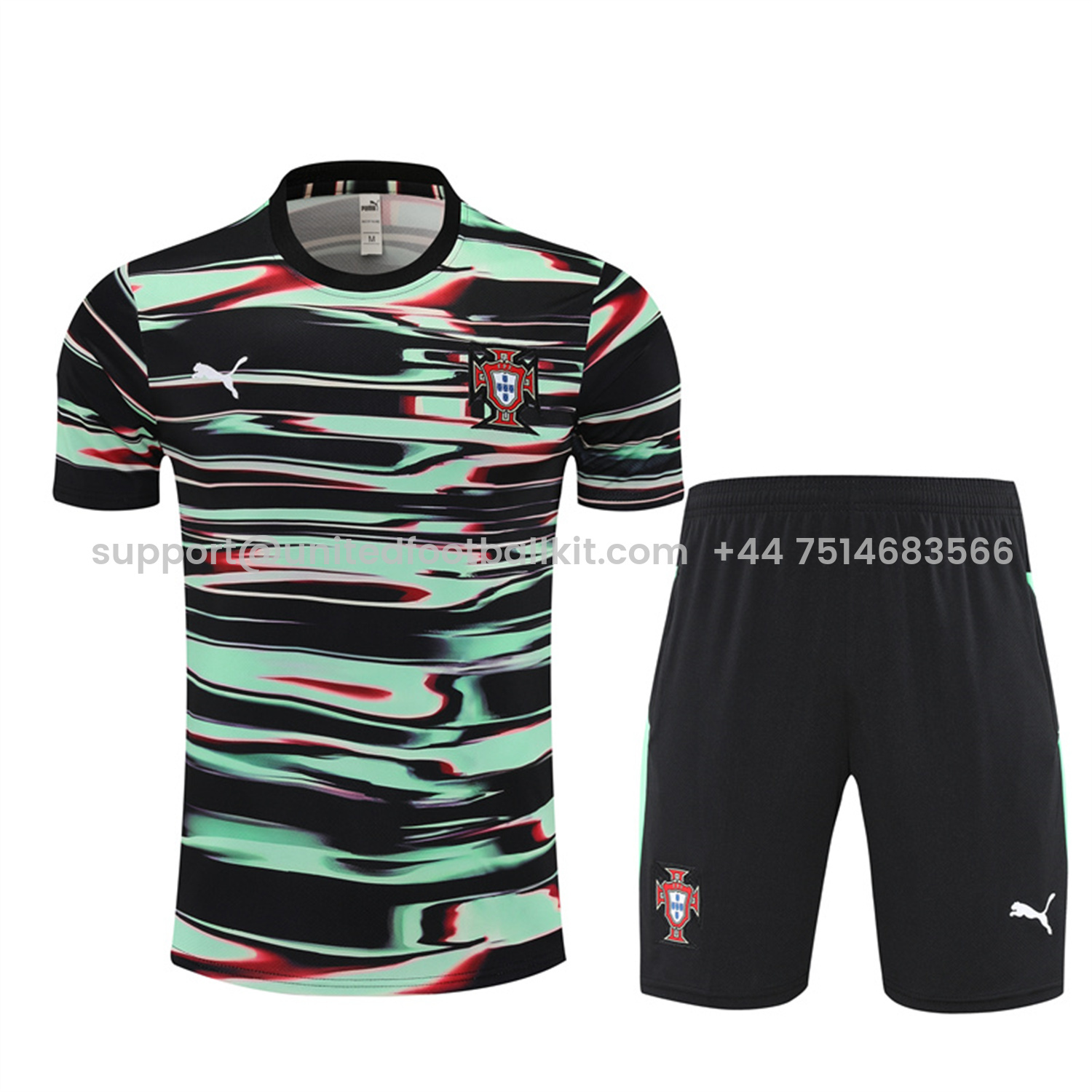 Unitedfootballkit.com | Portugal 25-26 Kids Short-Sleeve Training Set - Camouflage top & Black Shorts -Customize Name, Number and Patch | Worldwide Shipping