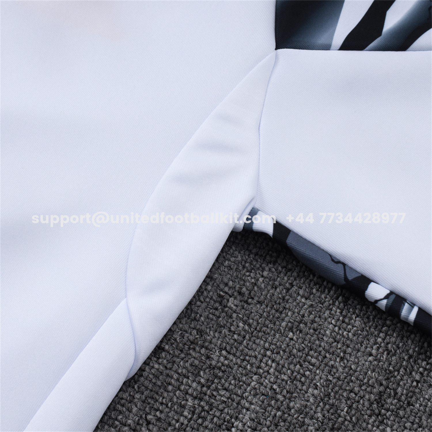 Unitedfootballkit.com | Real Madrid 25-26 Unsponsored Long Sleeve Training Set - White Top & Black Pants -Customize Name, Number and Patch | Worldwide Shipping